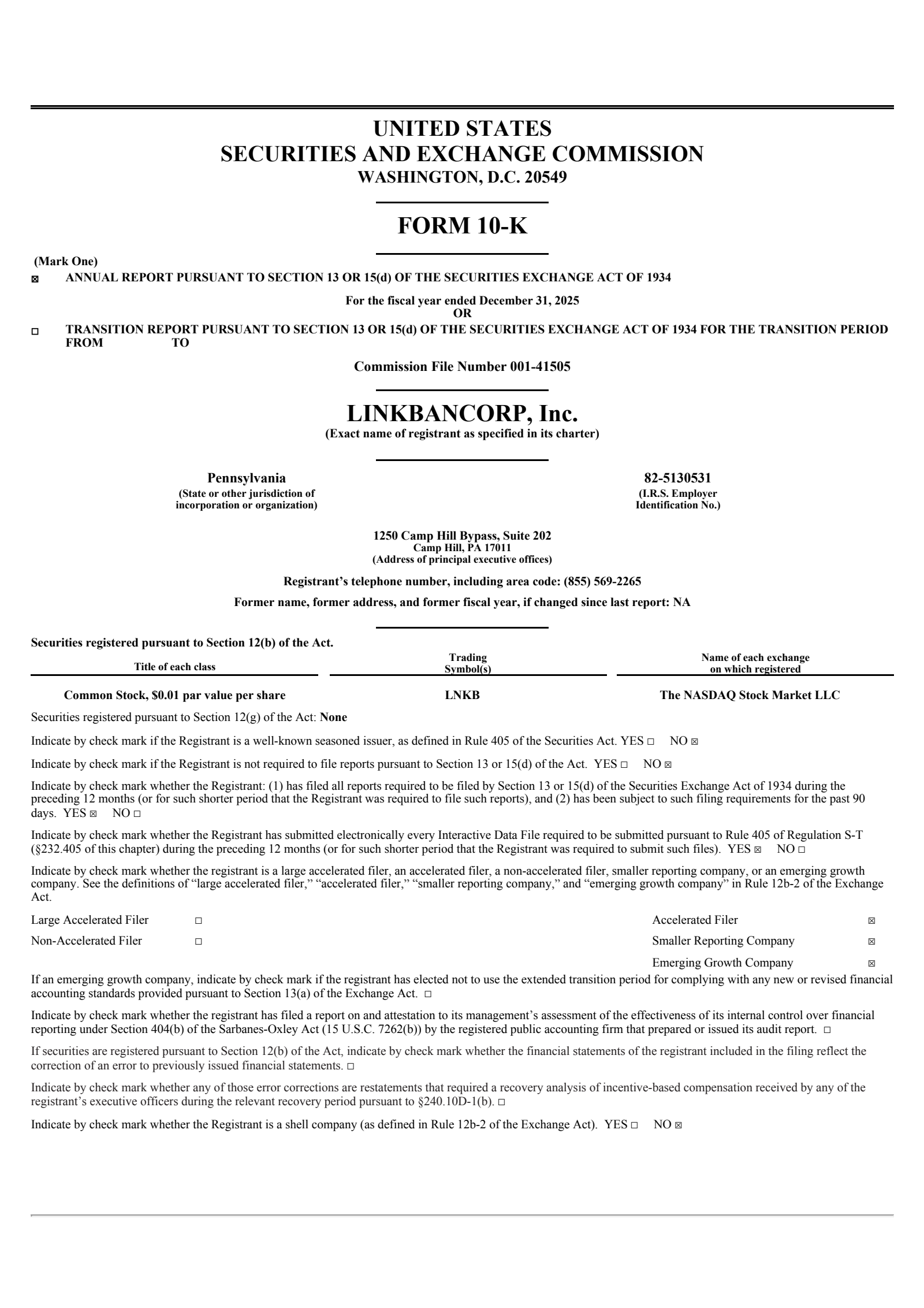 LINKBANCORP's Q4 2025 Annual report