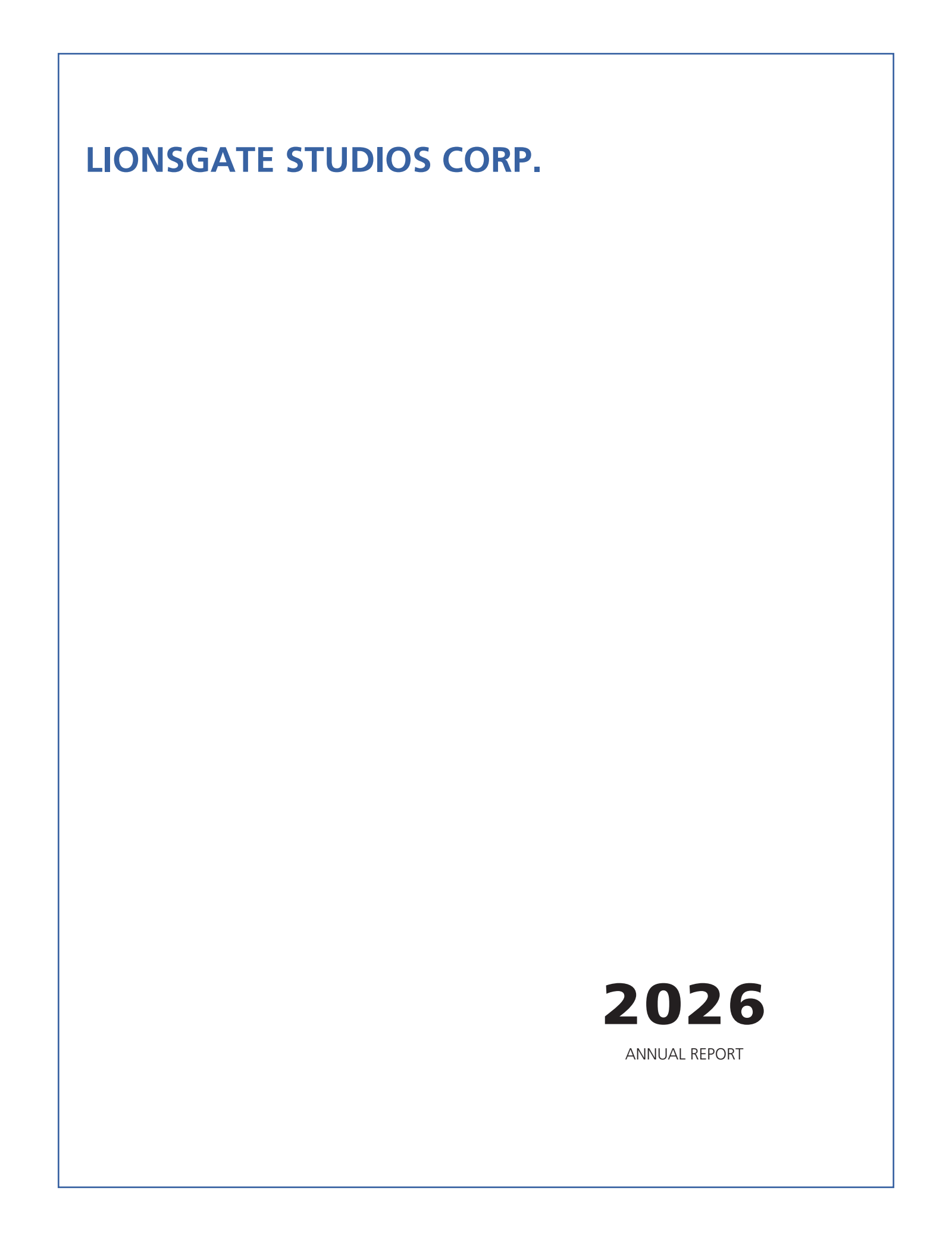 Lionsgate Studios' Q4 2026 Annual report