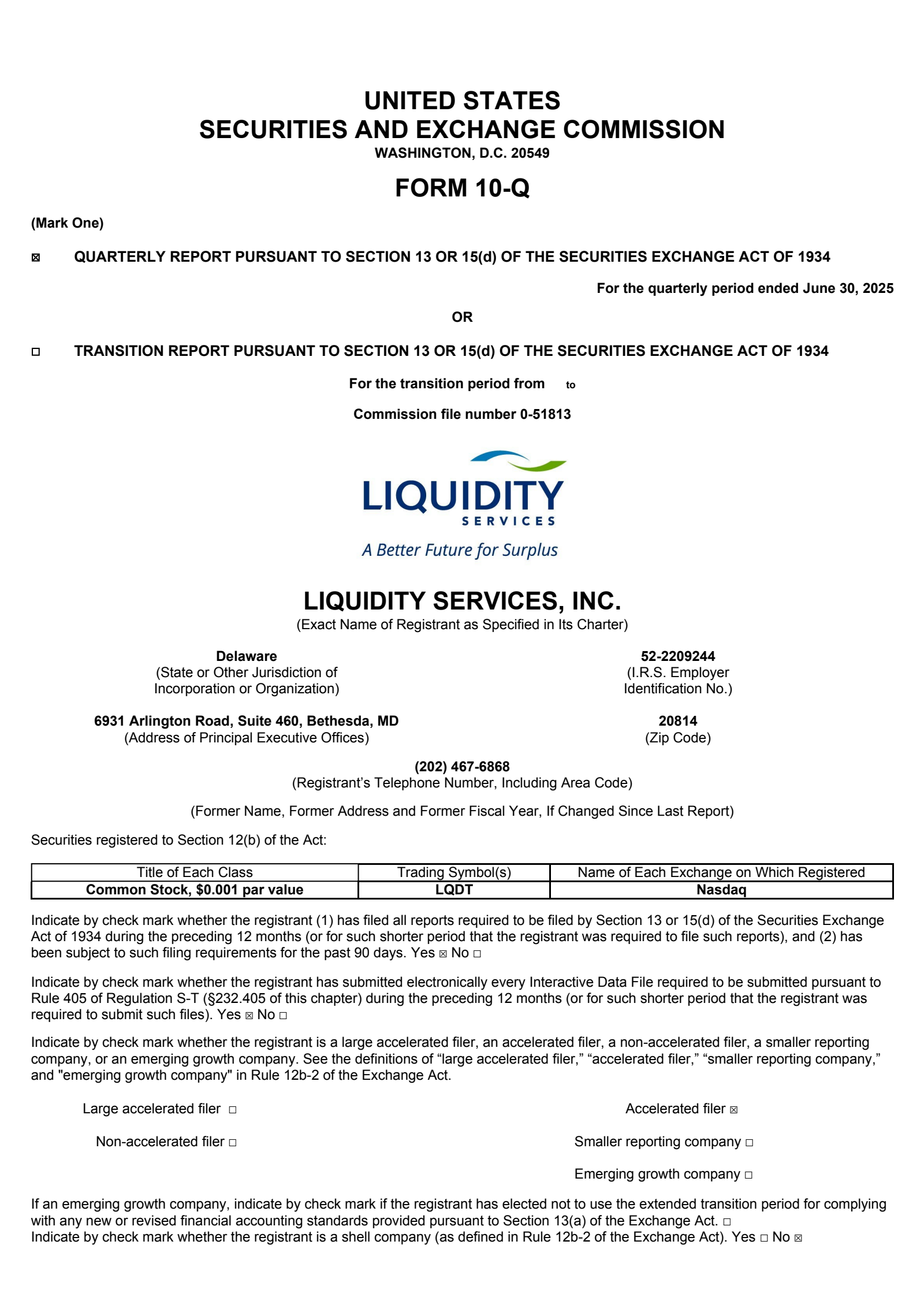 Liquidity Services' Q3 2025 Quarterly report