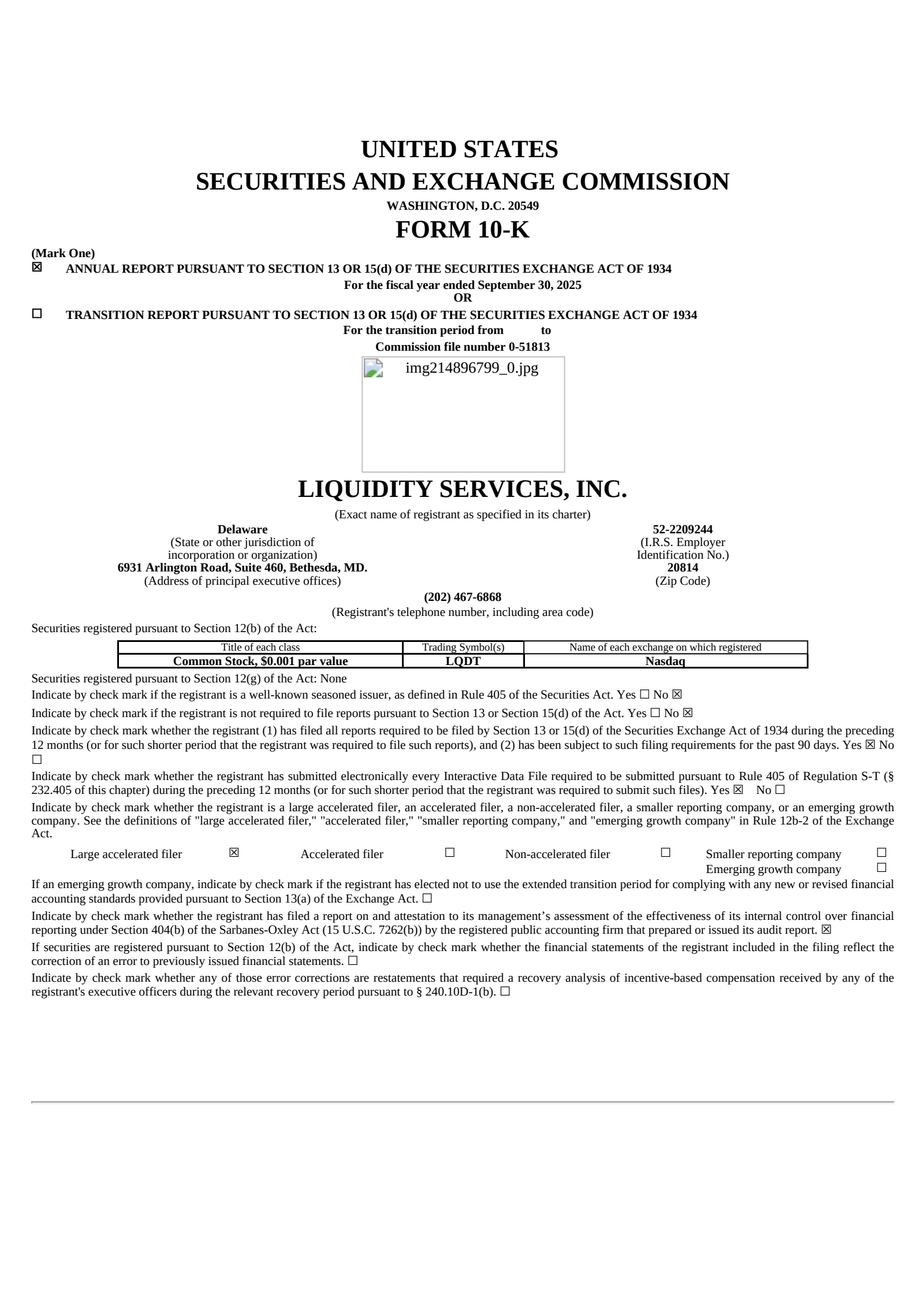 Liquidity Services' Q4 2025 Annual Report