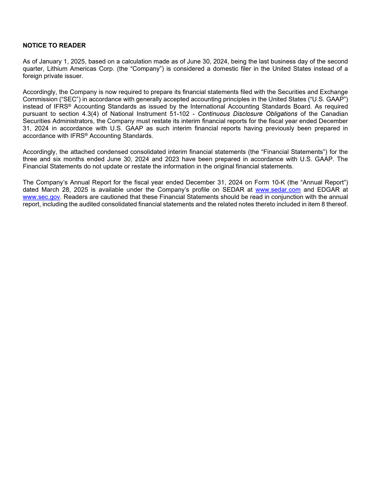 Lithium Americas' Q2 2024 Quarterly report