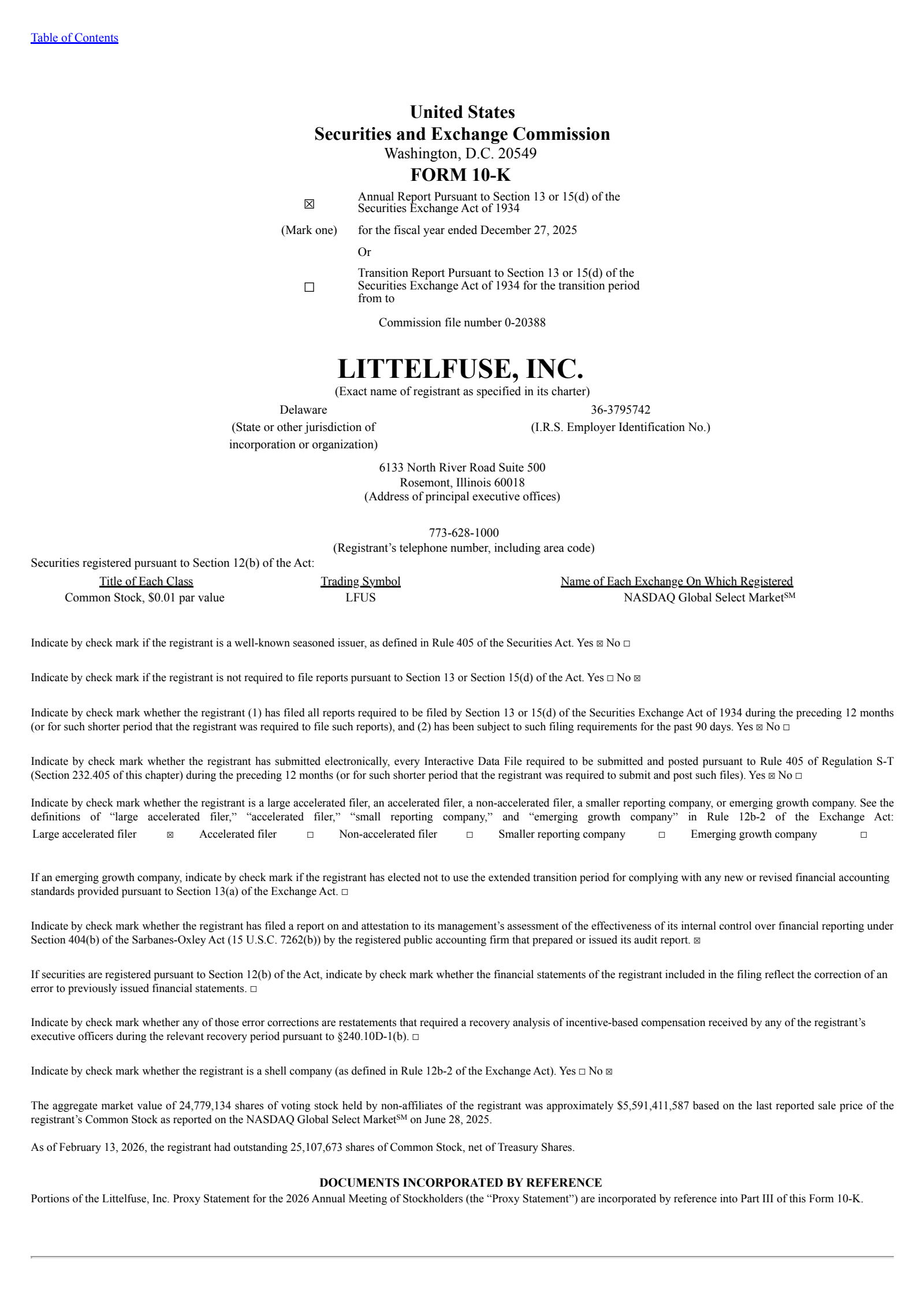 Littelfuse's Q4 2025 Annual report