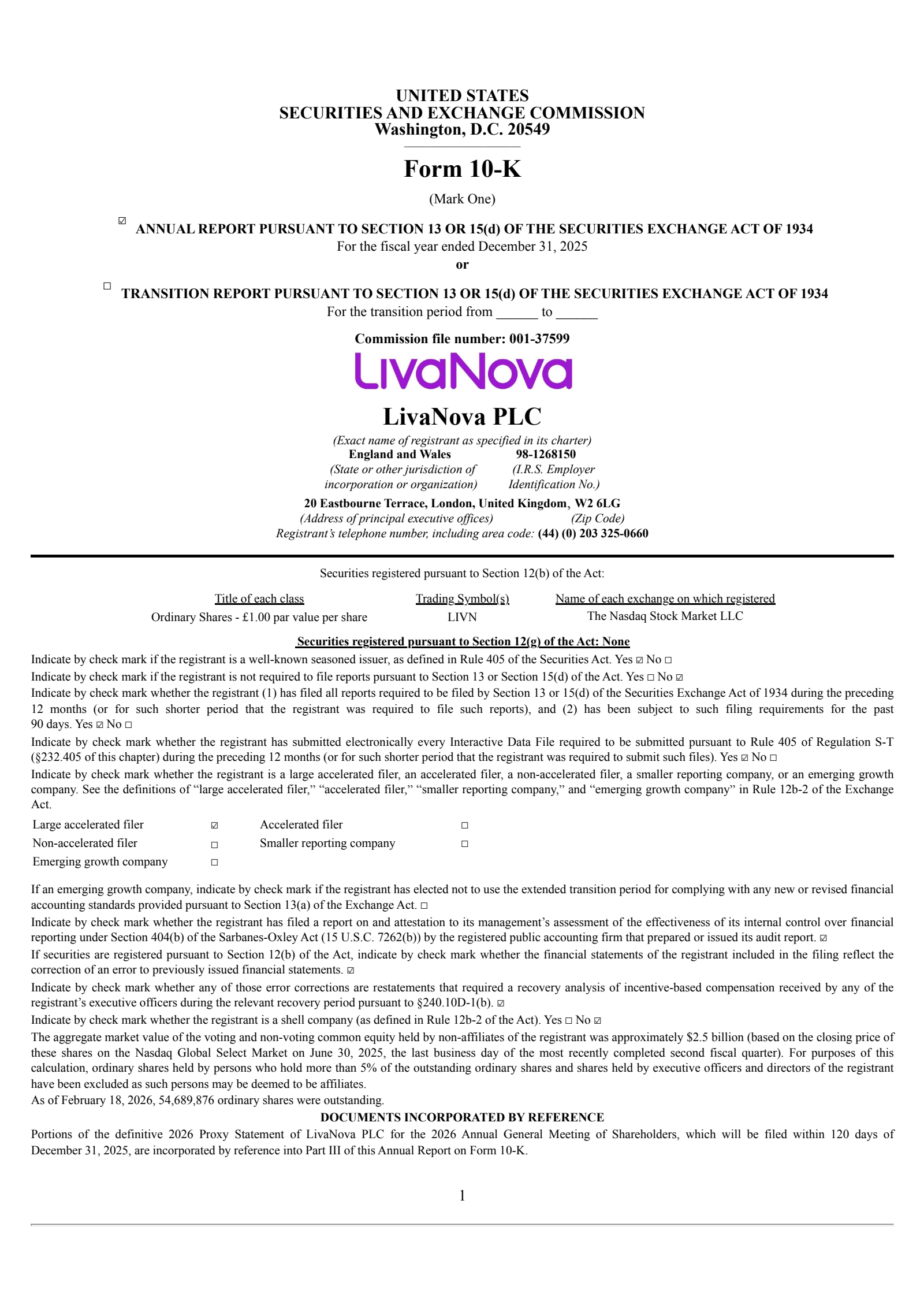 LivaNova's Q4 2025 Annual report