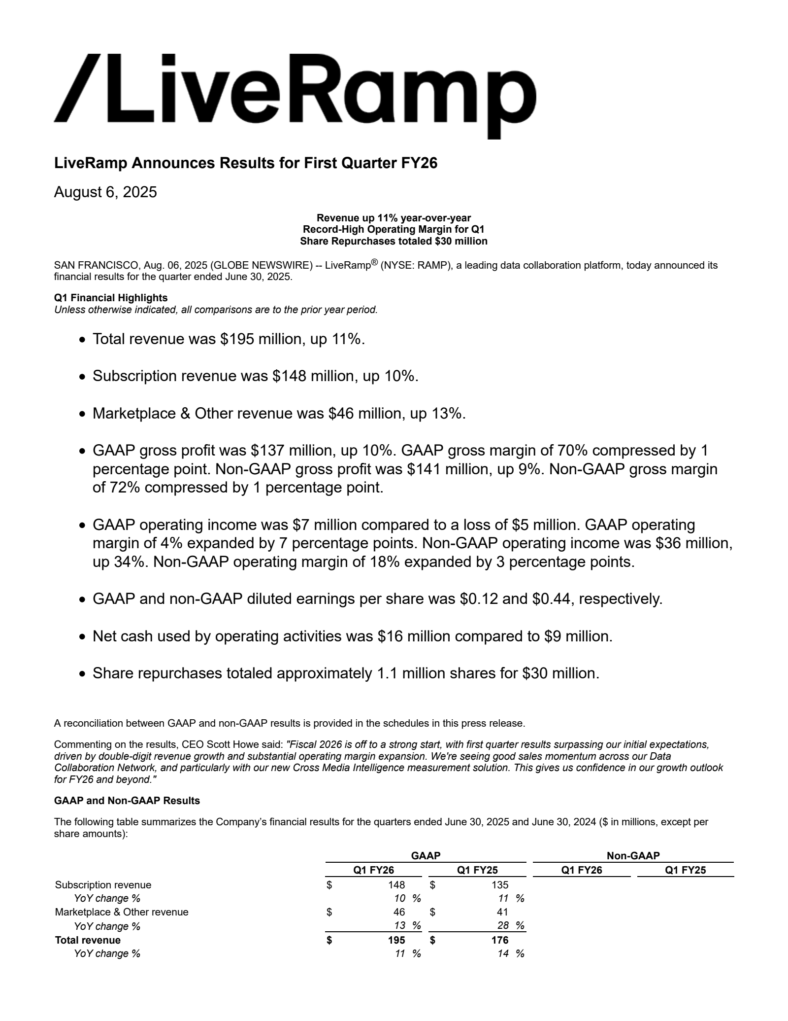 LiveRamp's Q1 2026 Press Release