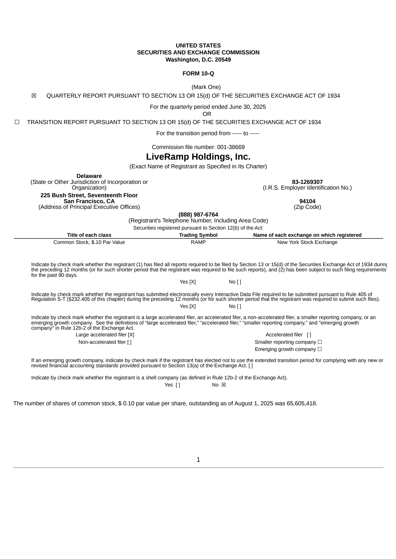LiveRamp's Q1 2026 Quarterly report