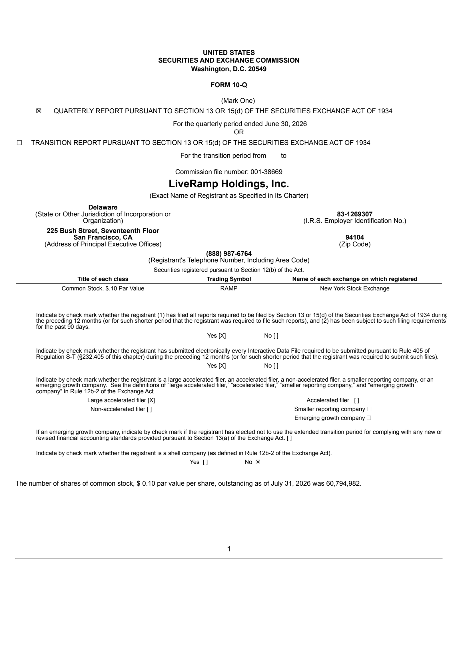 LiveRamp's Q1 2027 Quarterly report