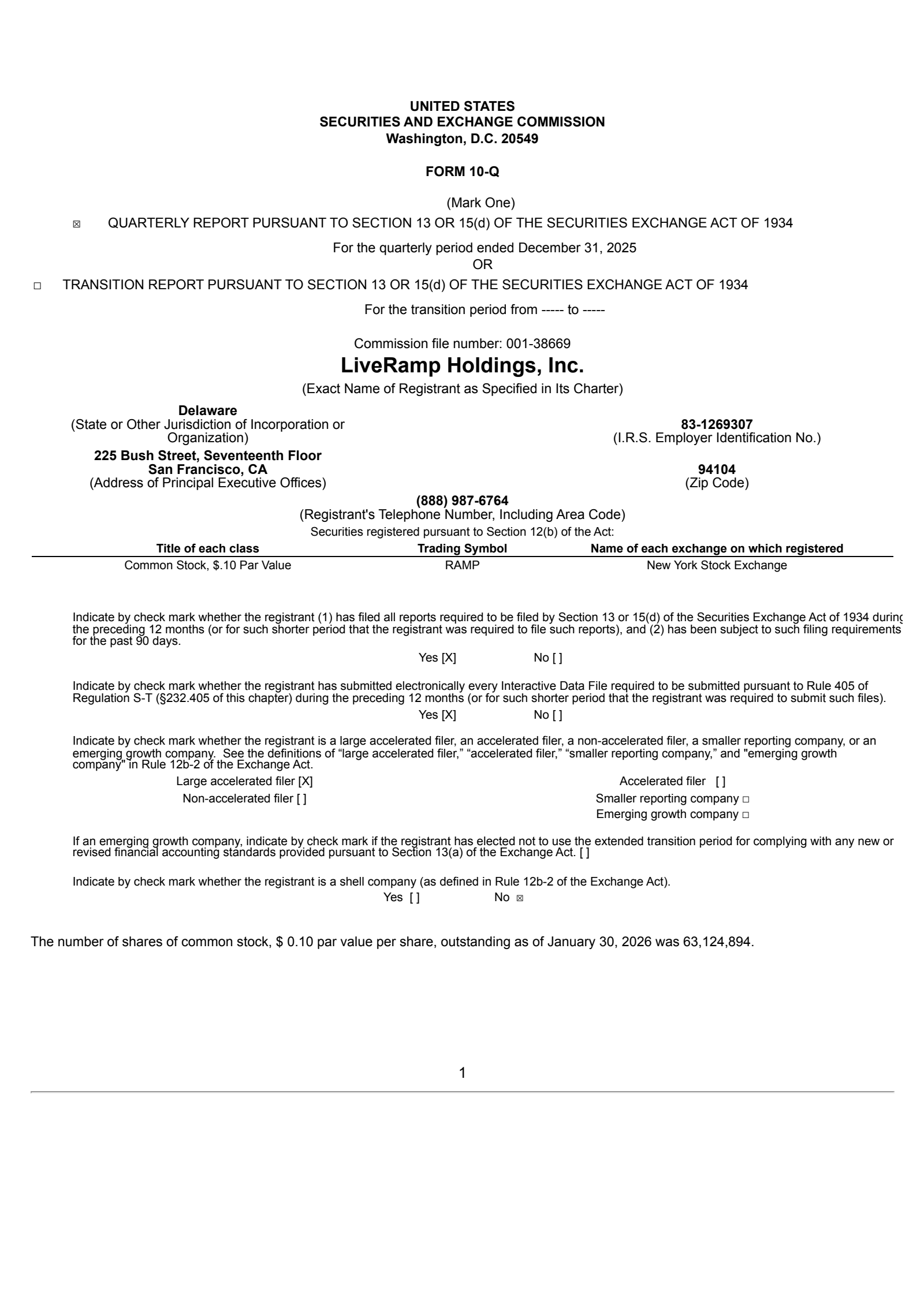 LiveRamp's Q3 2026 Quarterly report