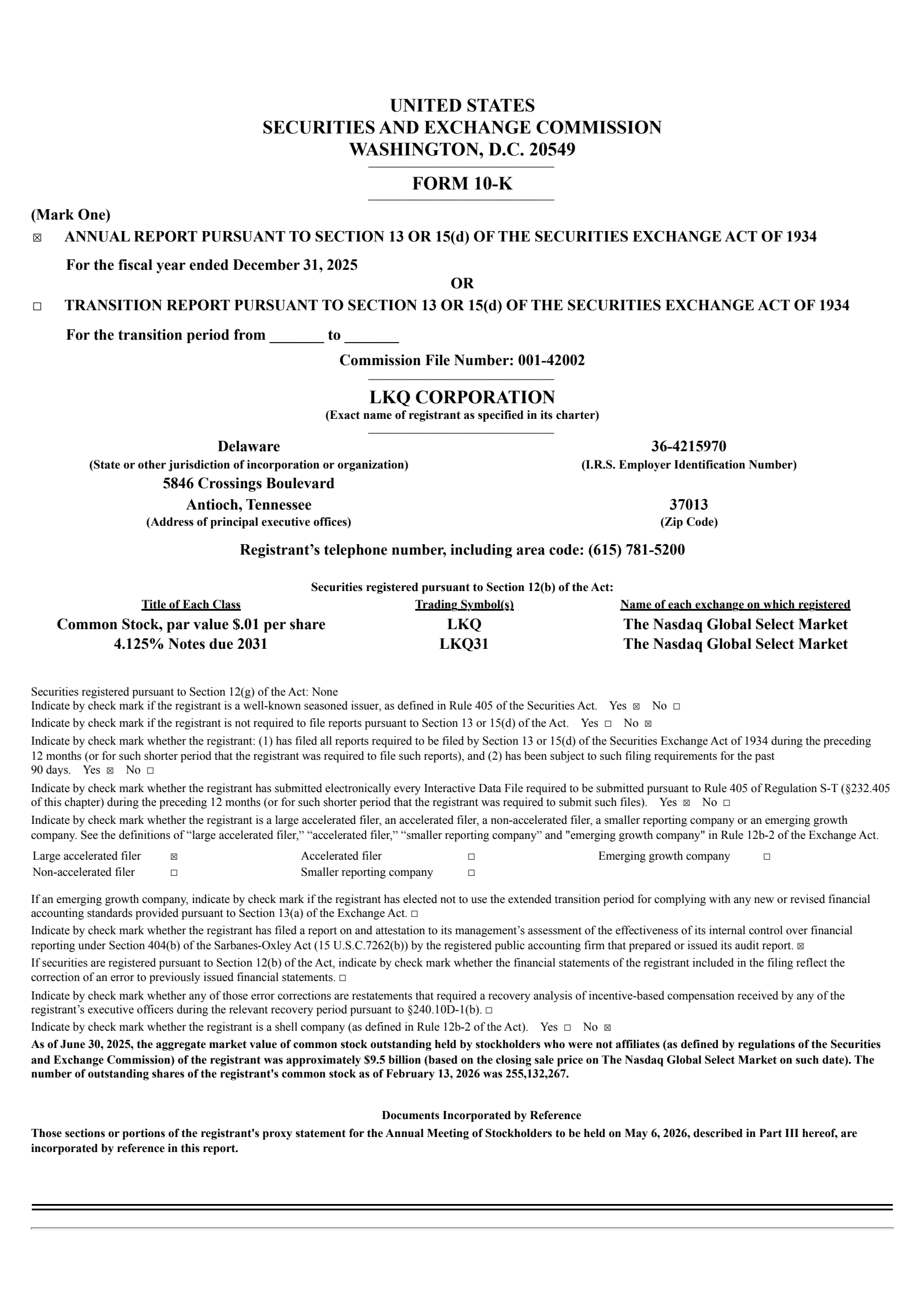 LKQ's Q4 2025 Annual report
