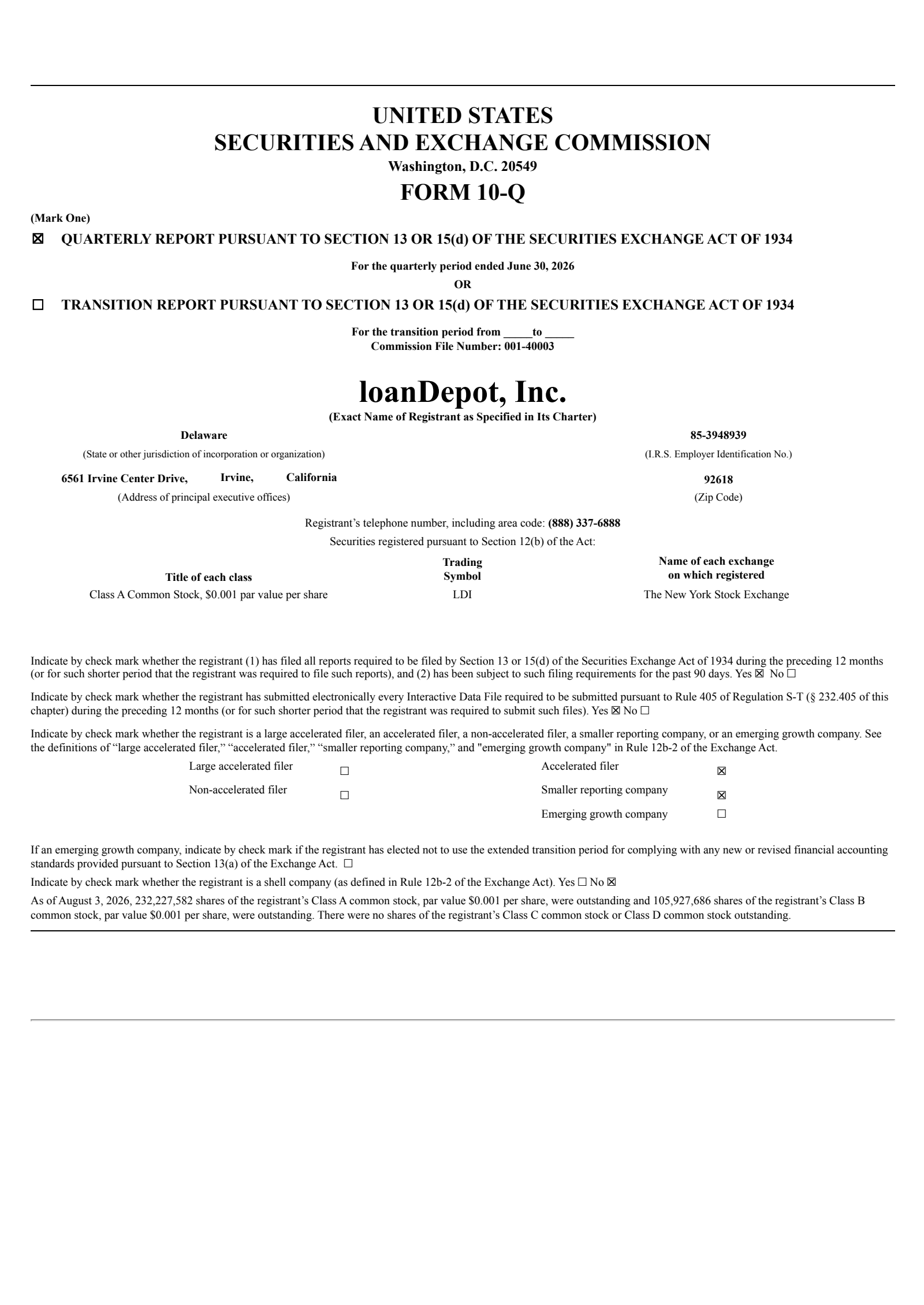 loanDepot's Q2 2026 Quarterly report