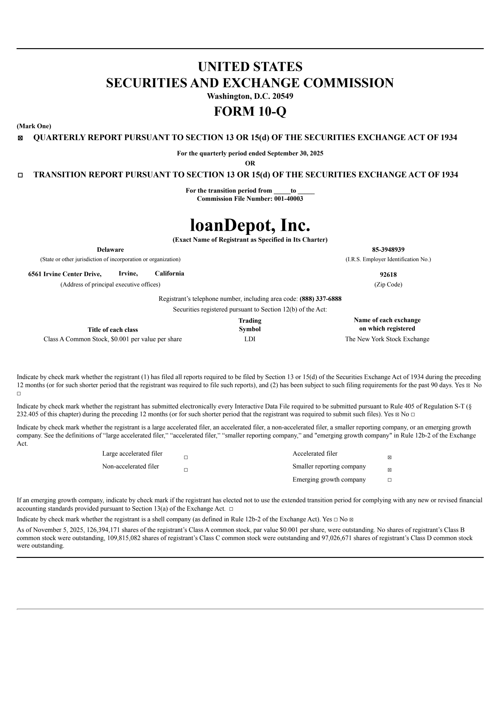 loanDepot's Q3 2025 Quarterly Report