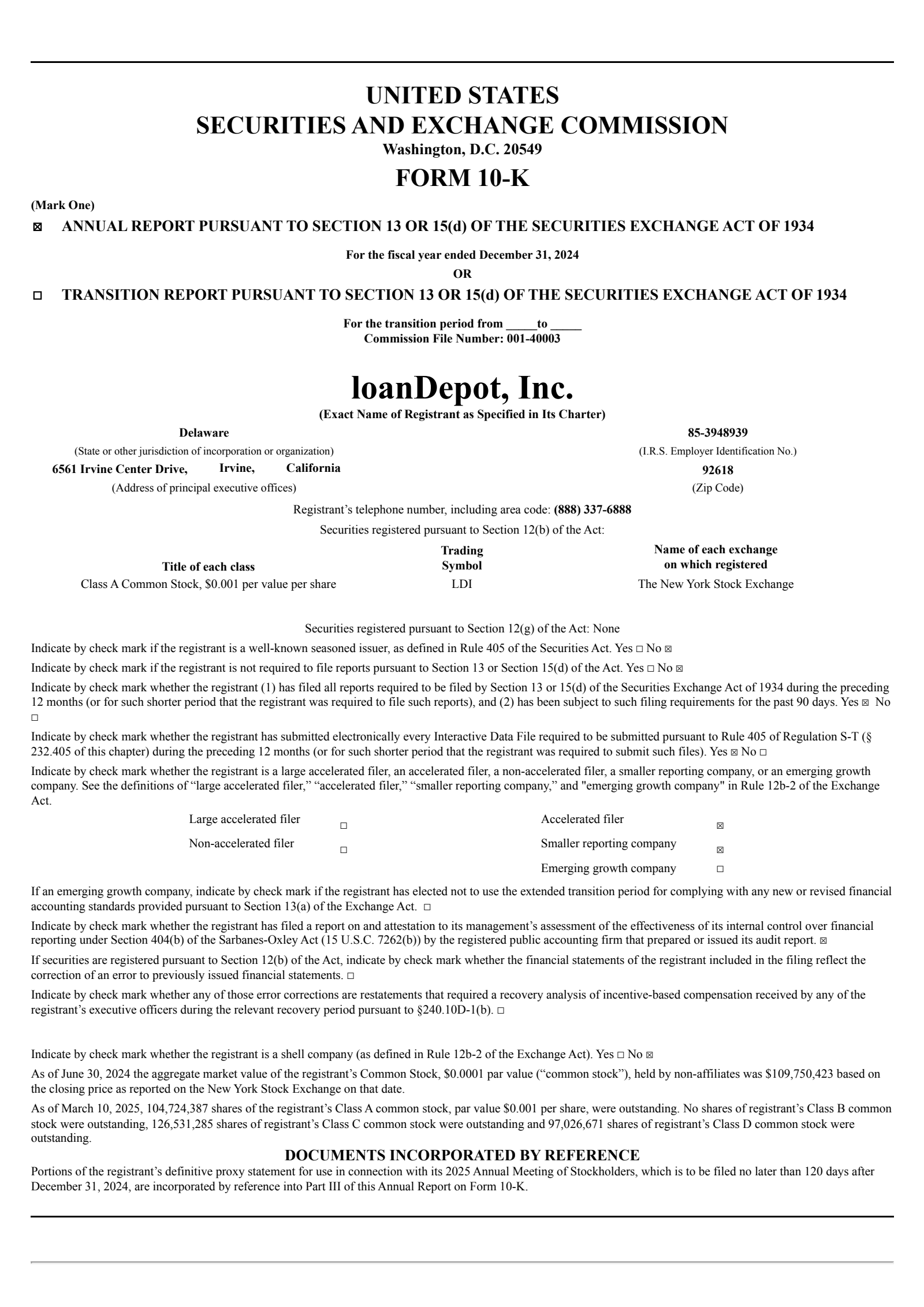 loanDepot's Q4 2024 Annual report