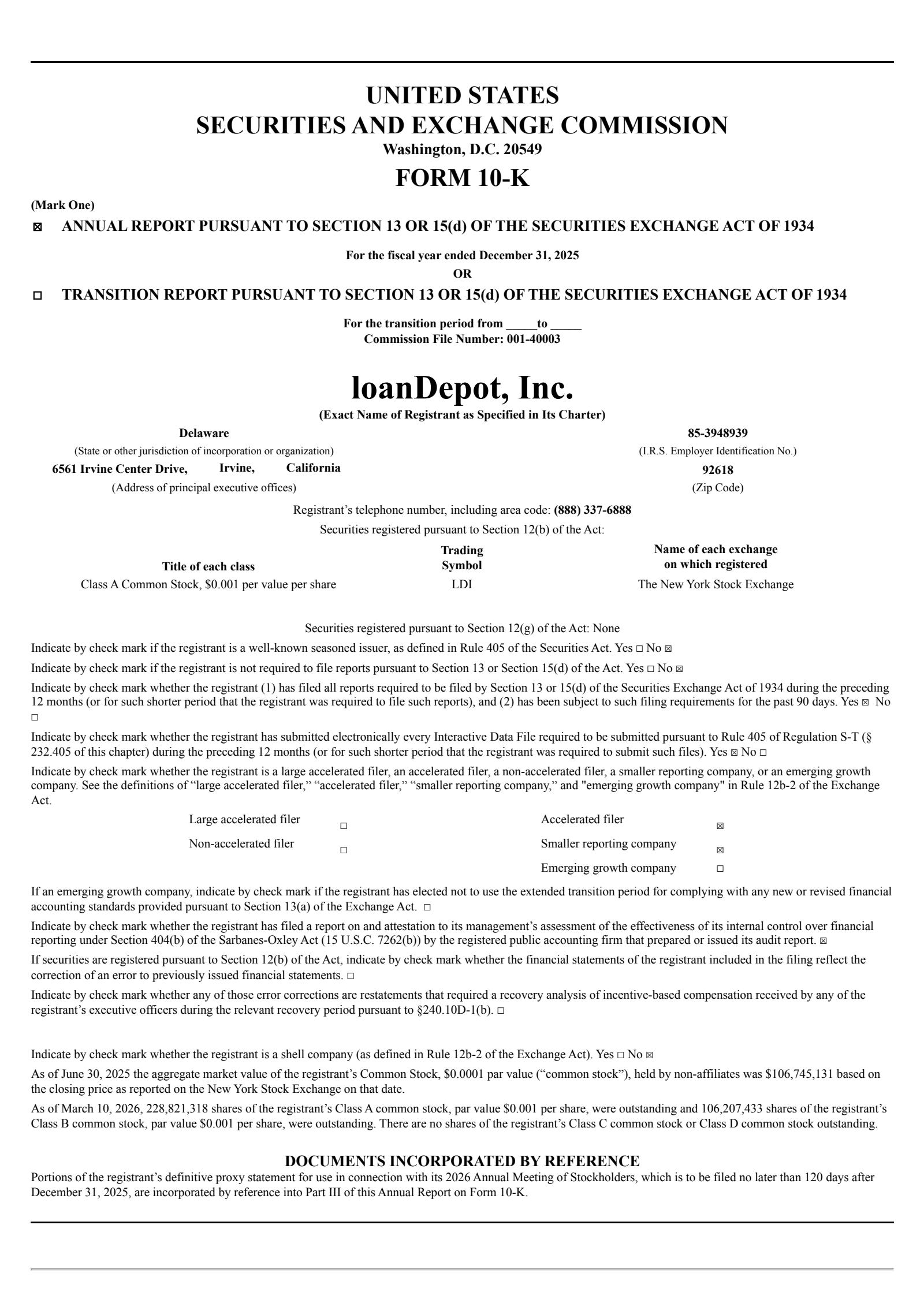 loanDepot's Q4 2025 Annual report
