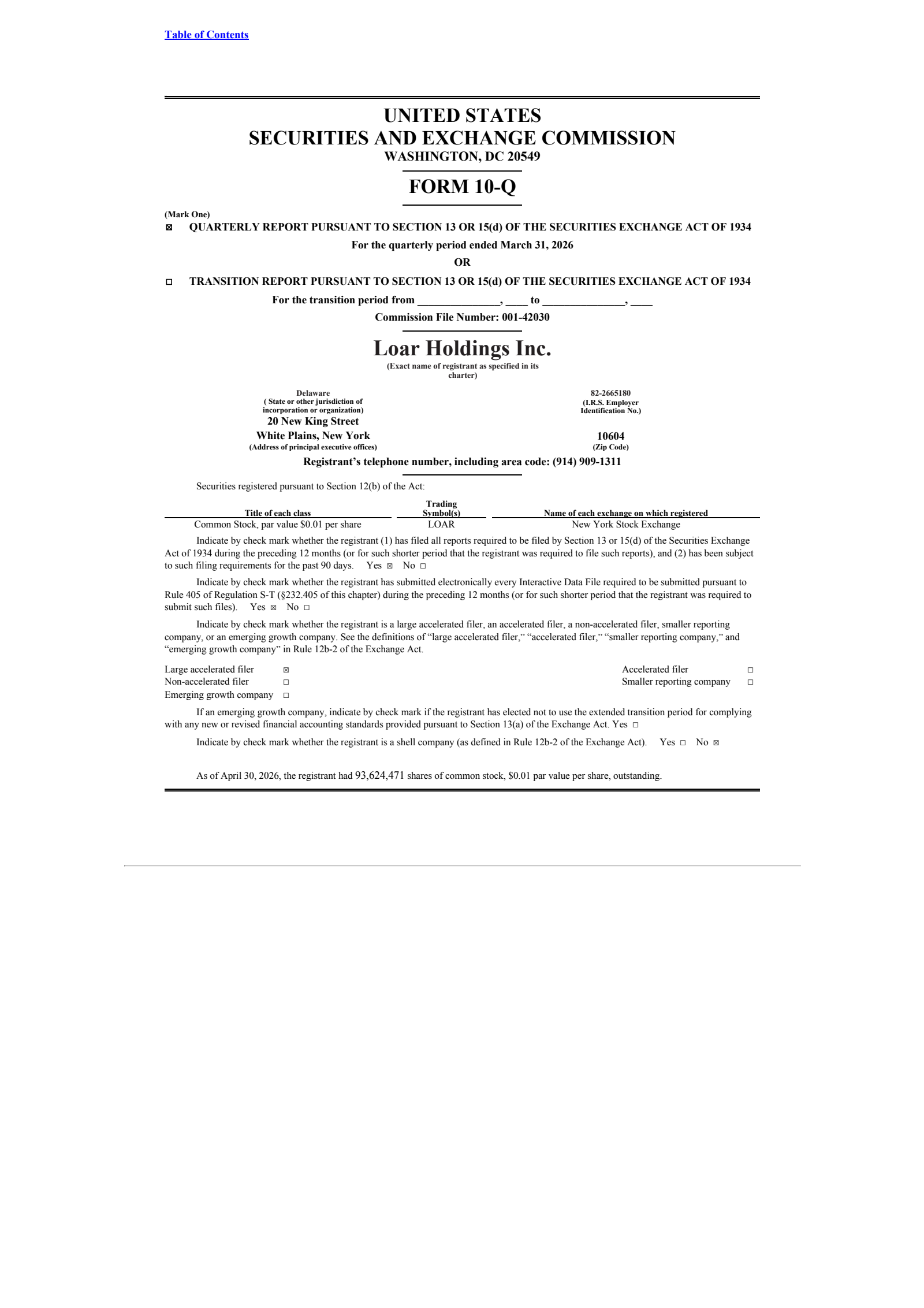 Loar's Q1 2026 Quarterly report