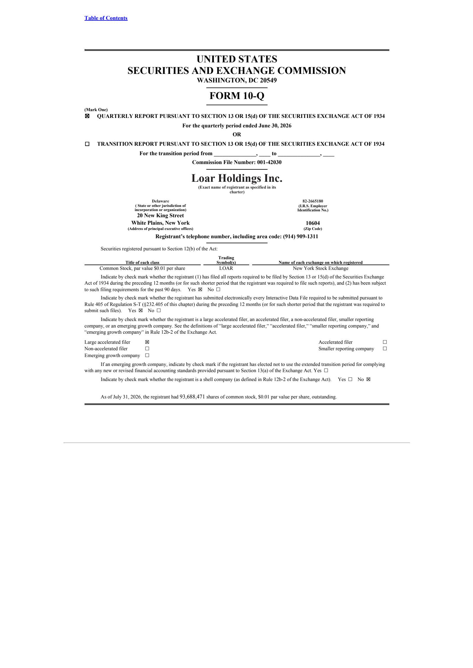 Loar's Q2 2026 Quarterly report