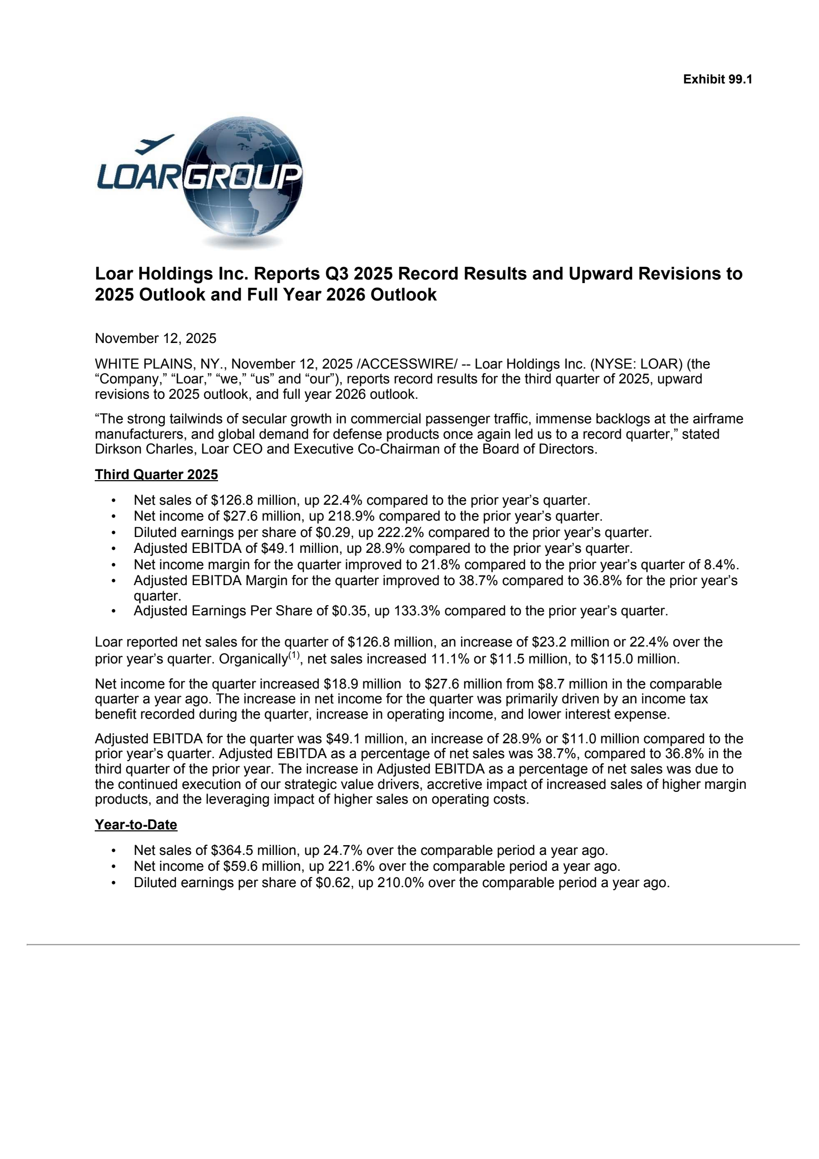 Loar's Q3 2025 Earnings Release