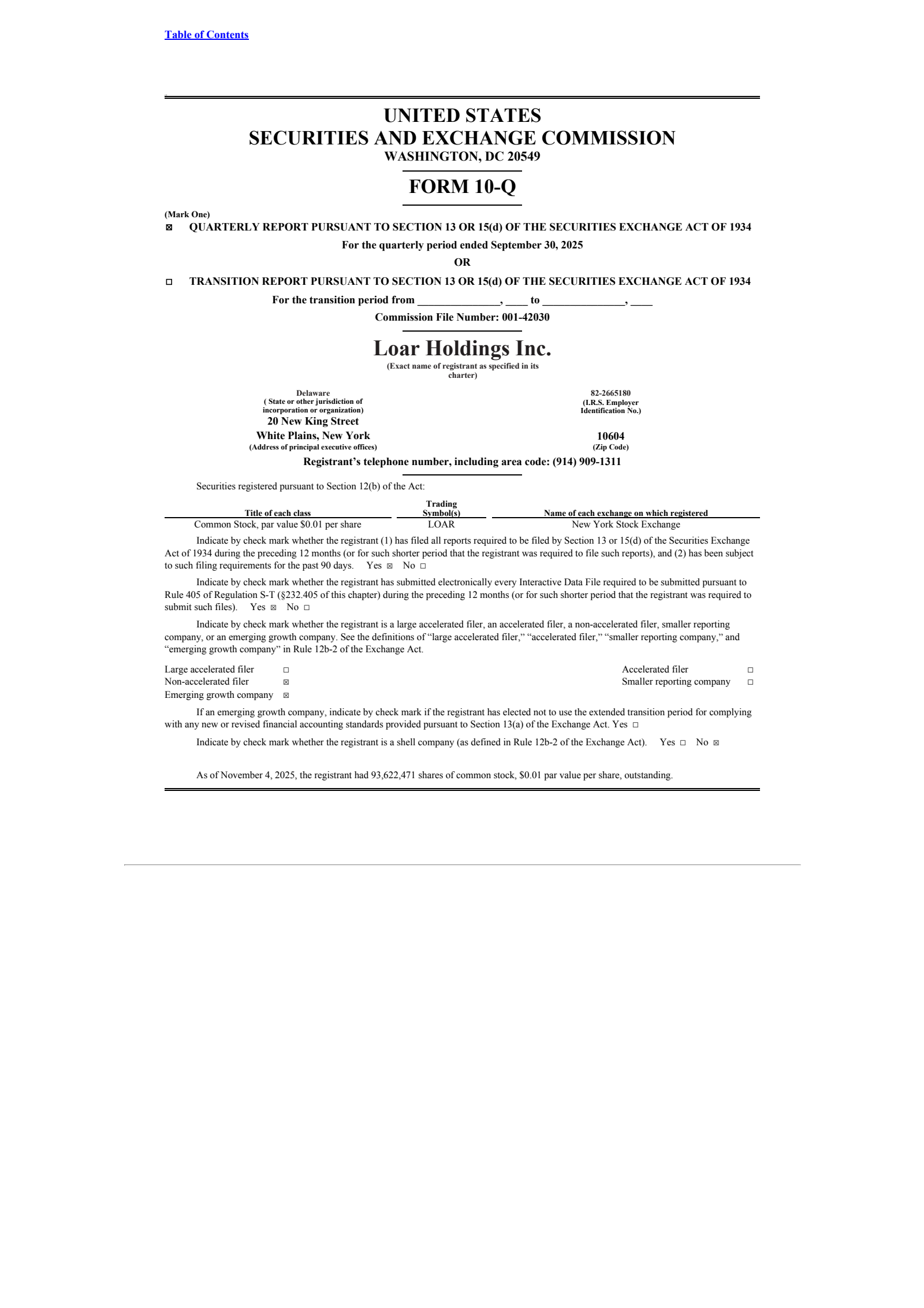 Loar's Q3 2025 Quarterly Report
