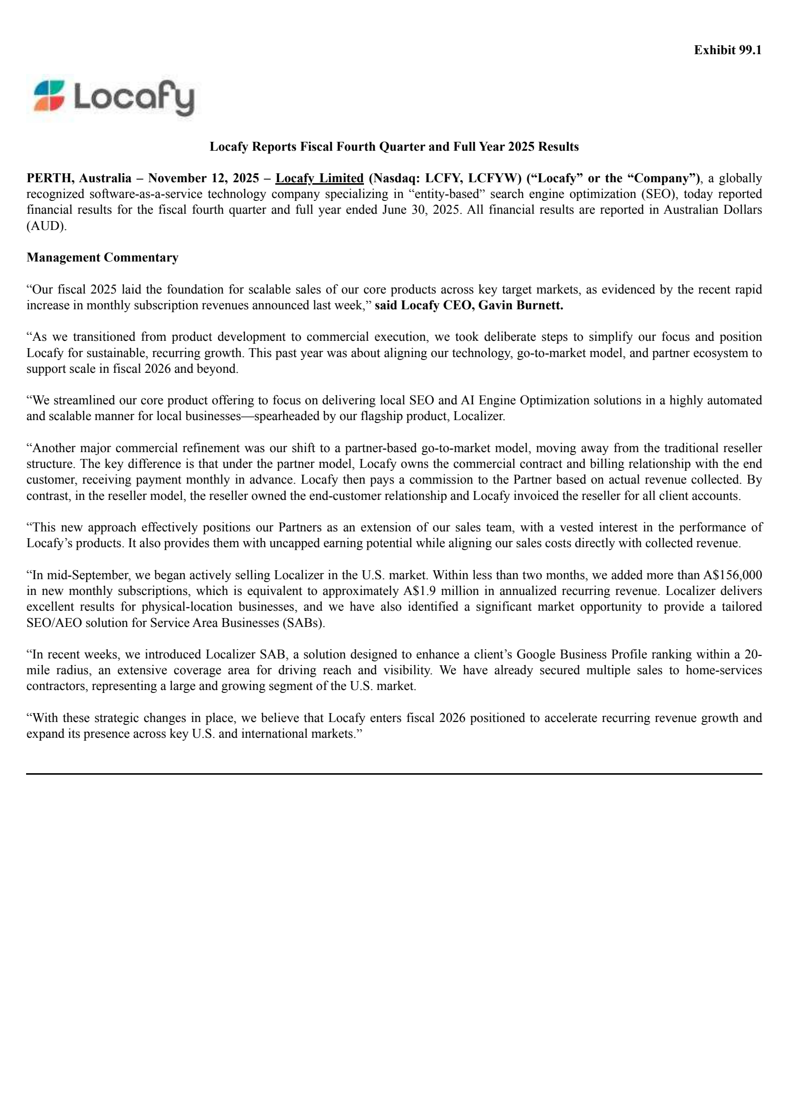 Locafy's Q4 2025 Earnings Release