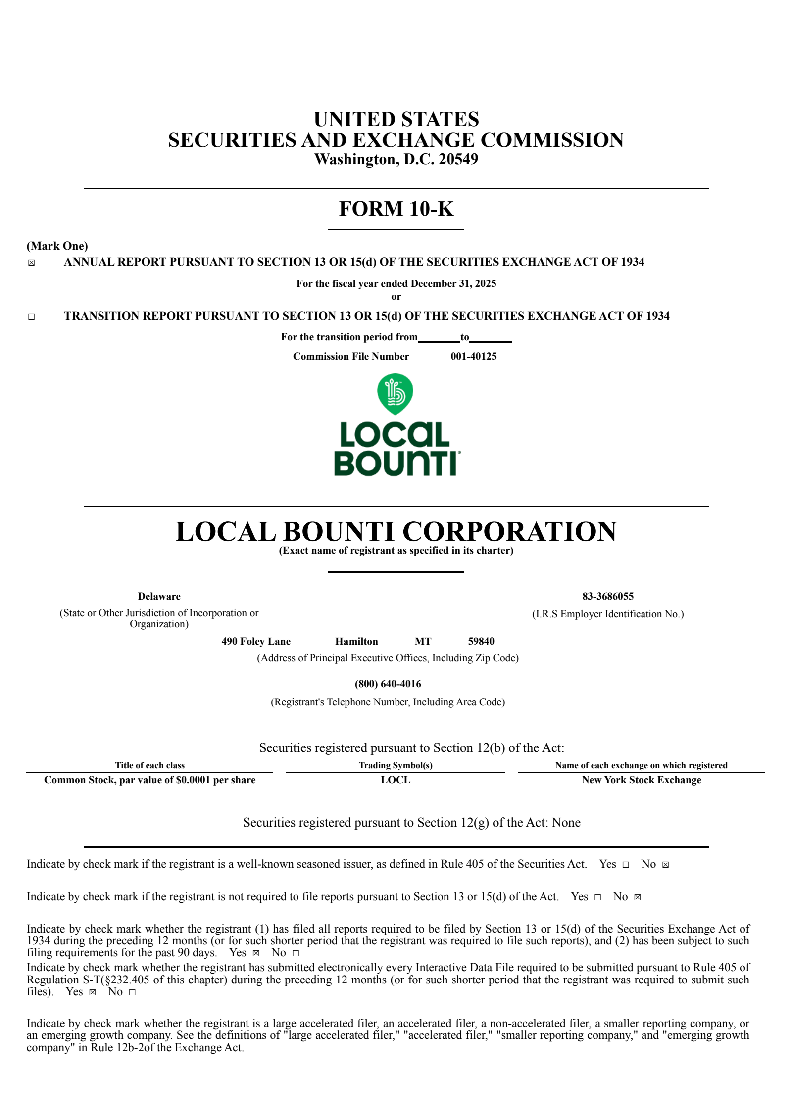 Local Bounti's Q4 2025 Annual report
