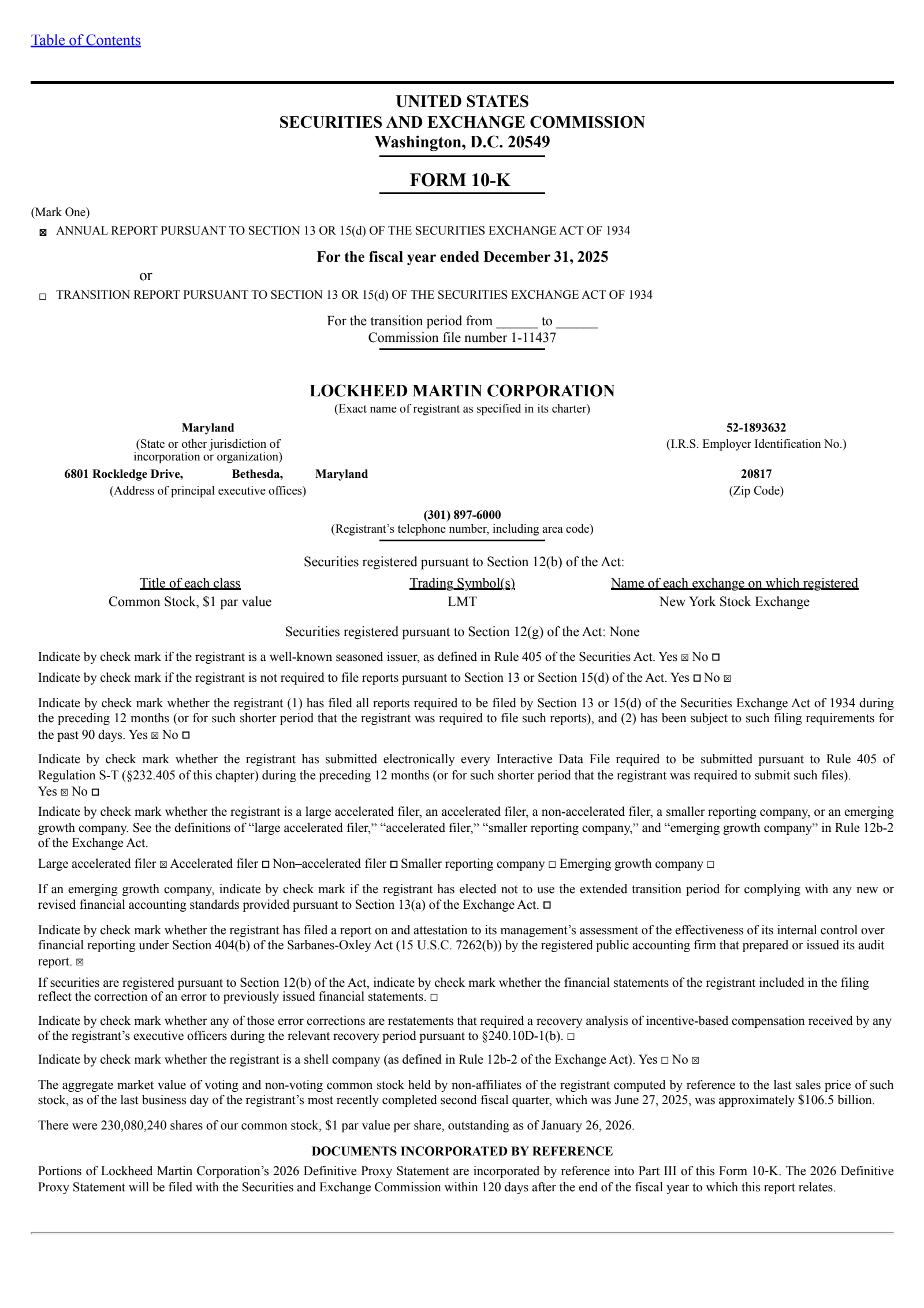 Lockheed Martin's Q4 2025 Annual report