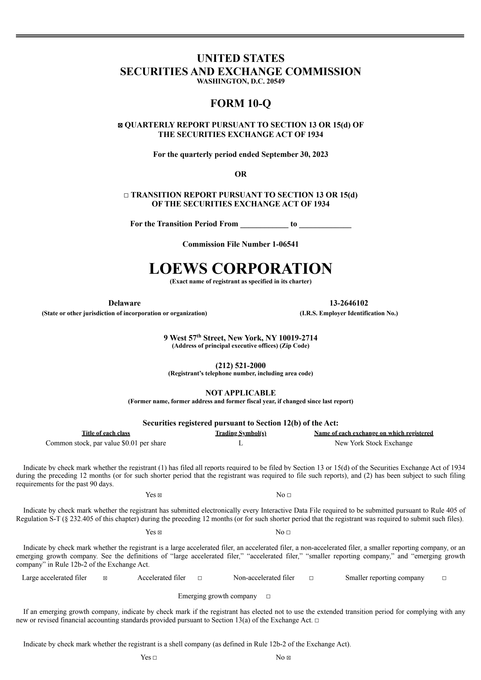 Loews' Q3 2023 Quarterly report