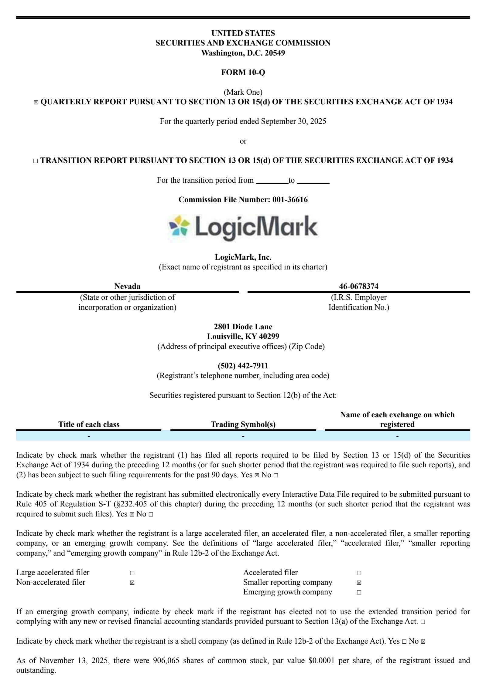 LogicMark's Q3 2025 Quarterly Report