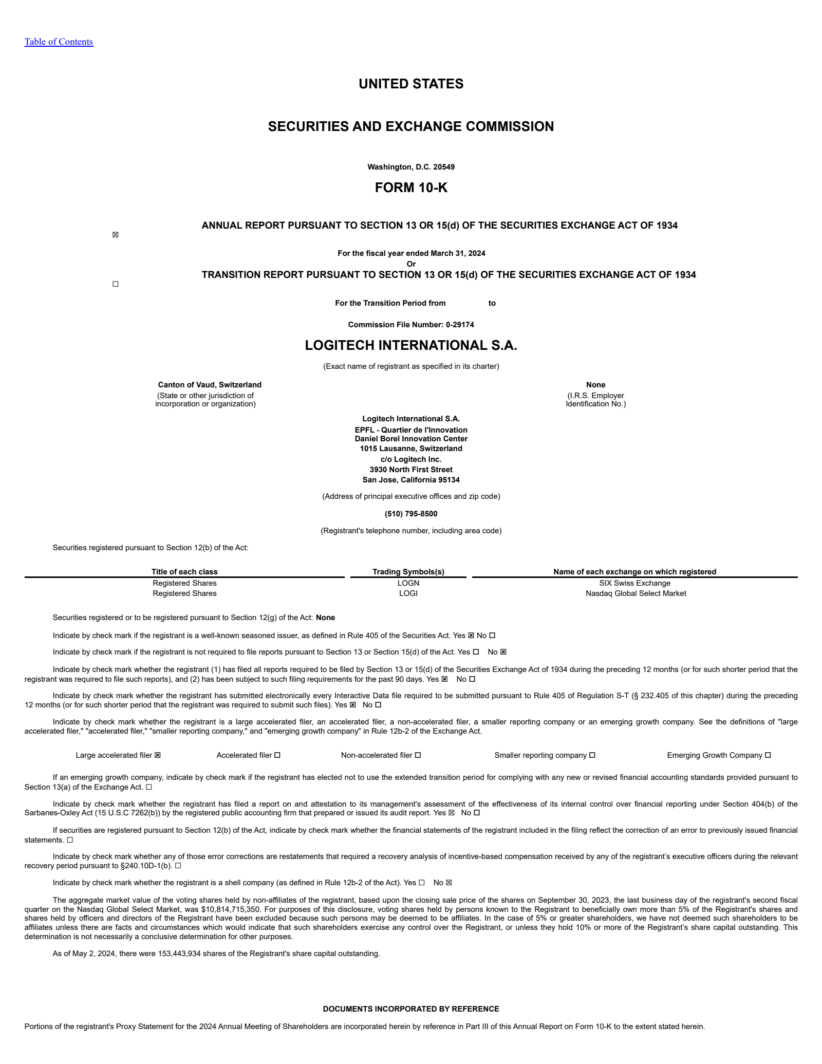 Logitech International's Q4 2024 Annual report