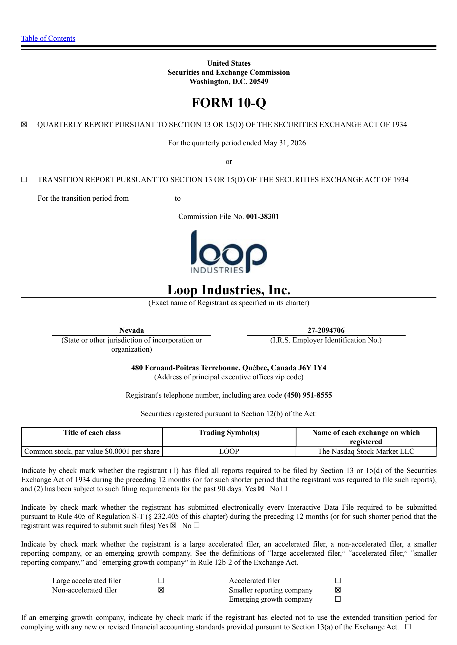 LOOP Q1 2027 Earnings Report on 7/14/2026