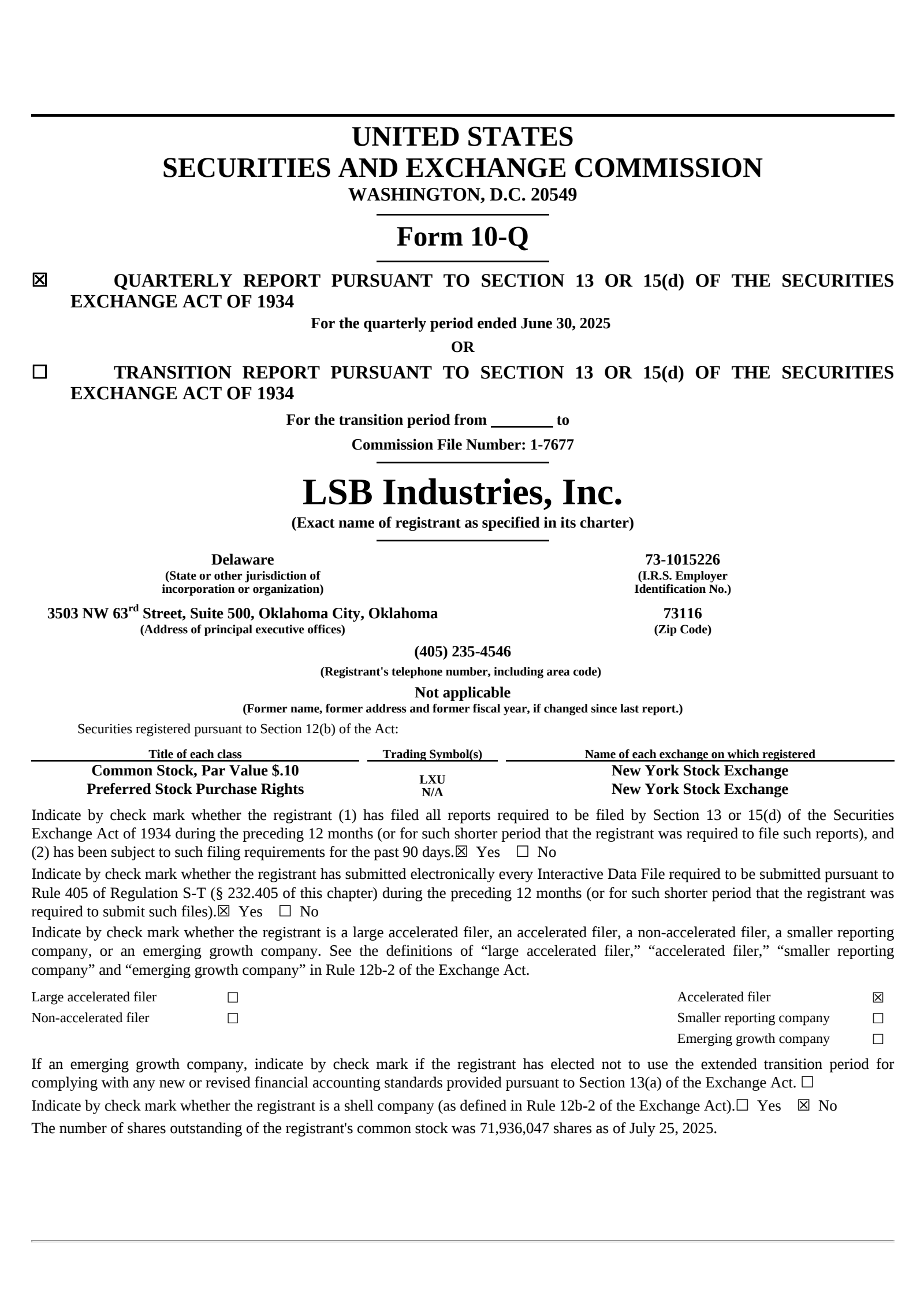Lsb Industries' Q2 2025 Quarterly report