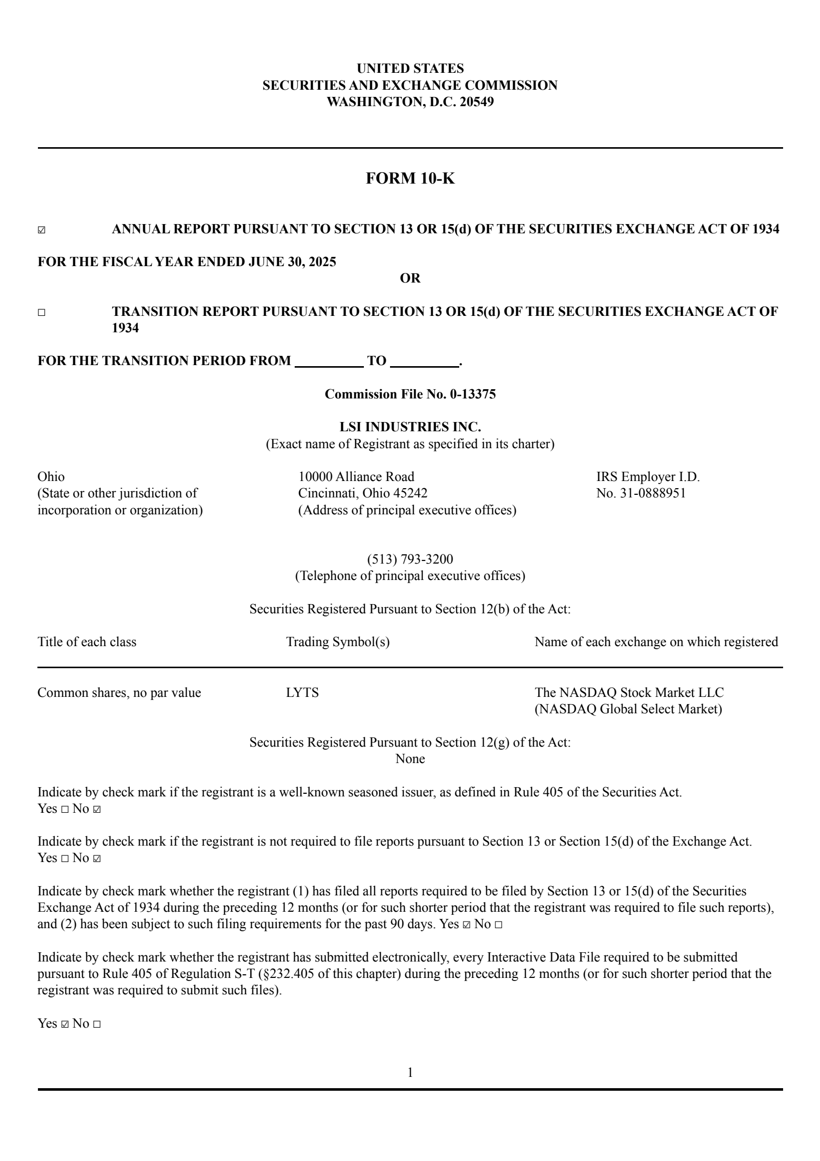 LSI Industries' Q4 2025 Annual Report