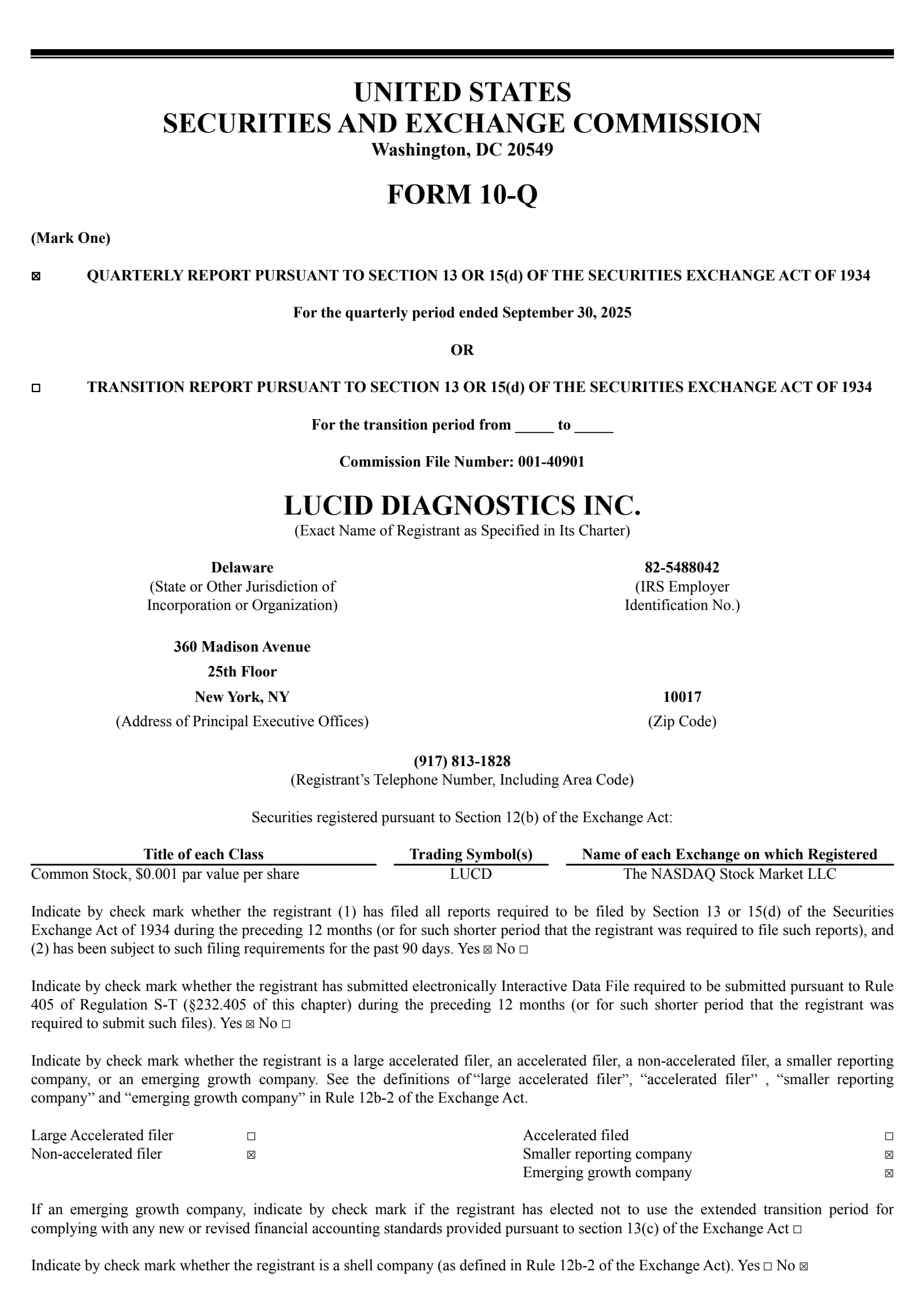 Lucid Diagnostics' Q3 2025 Quarterly Report