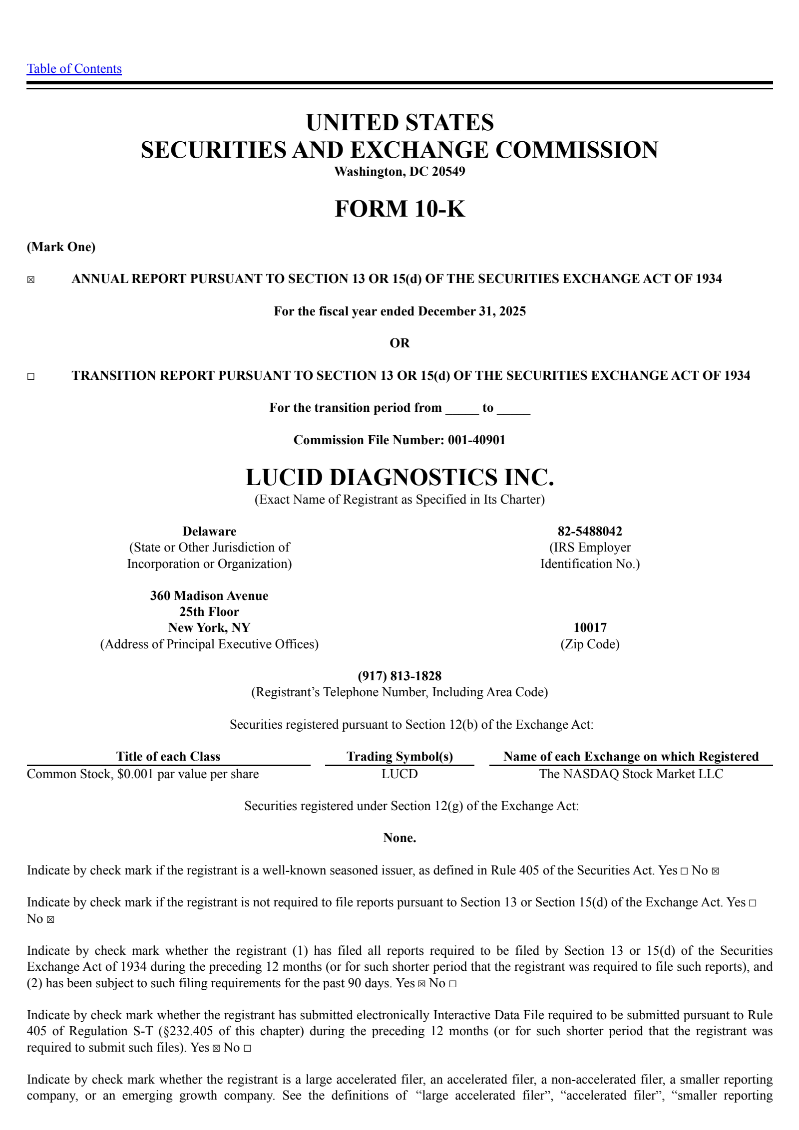 Lucid Diagnostics' Q4 2025 Annual report