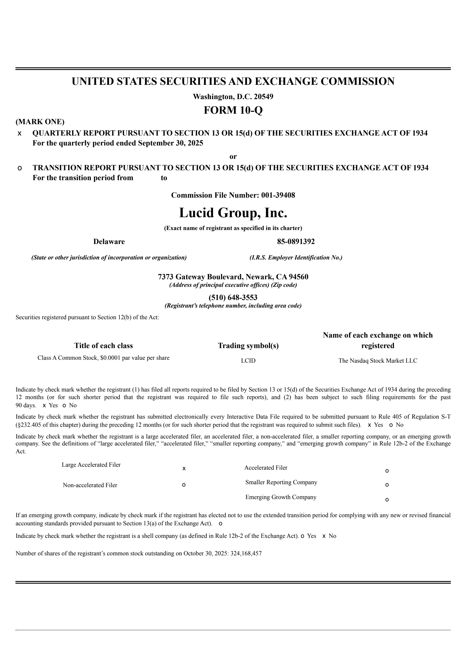 Lucid Group's Q3 2025 Quarterly Report