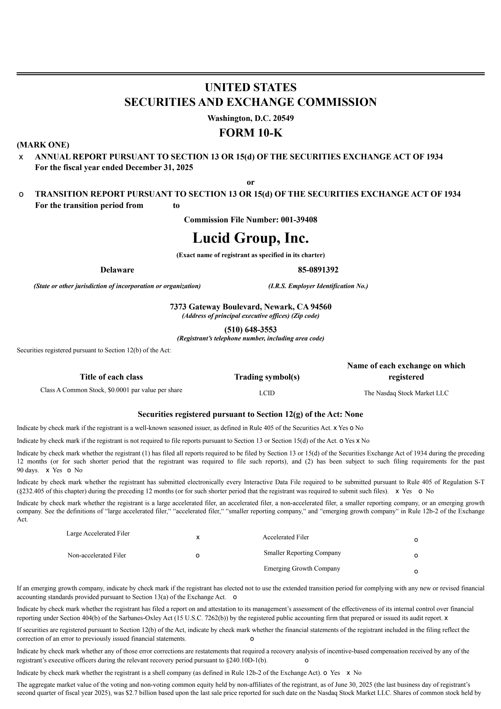 LCID Q4 2025 Earnings Report on 2/24/2026