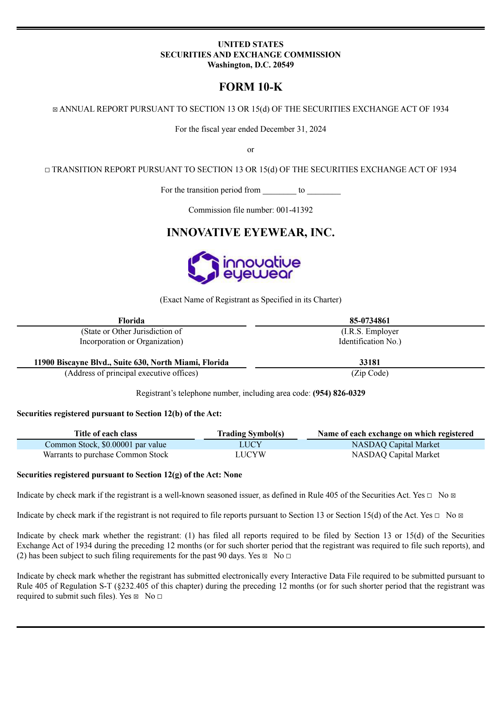 Innovative Eyewear's Q4 2024 Annual report