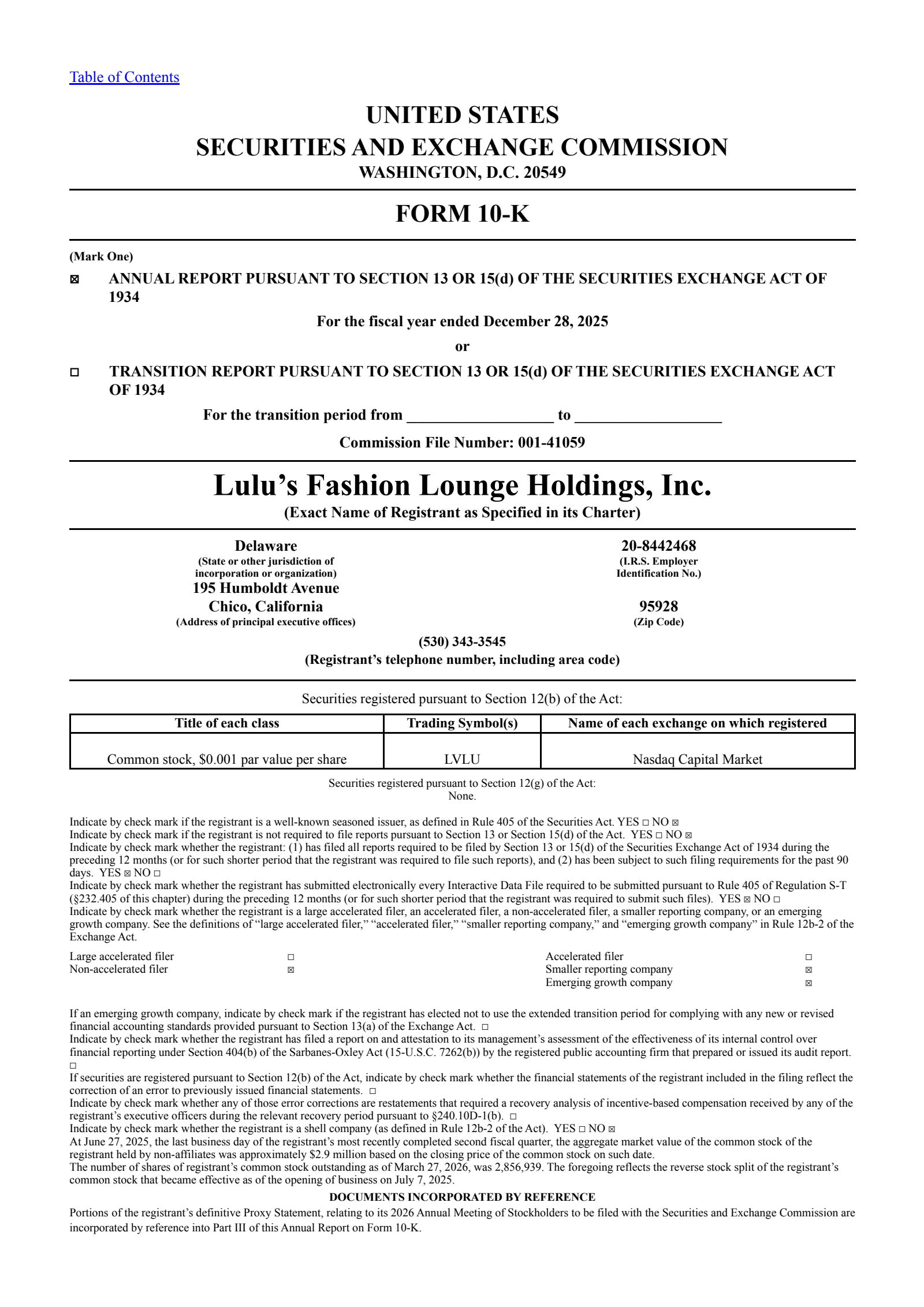 Lulu's Fashion Lounge's Q4 2025 Annual report