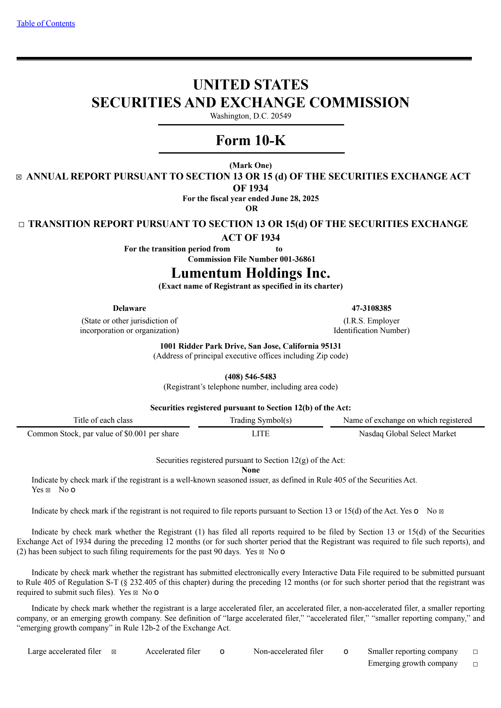 Lumentum's Q4 2025 Annual report