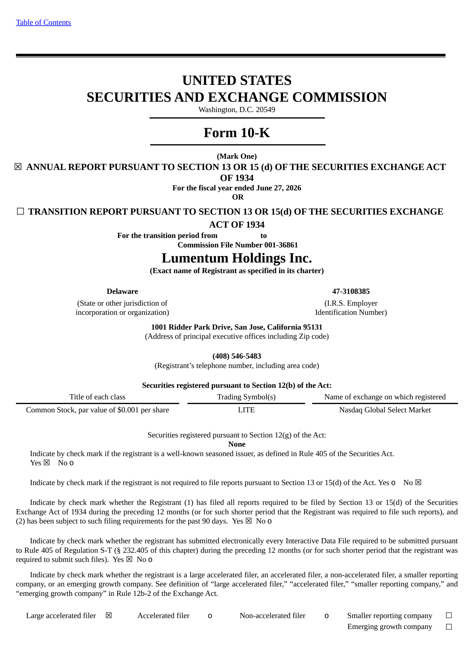 Lumentum's Q4 2026 Annual report