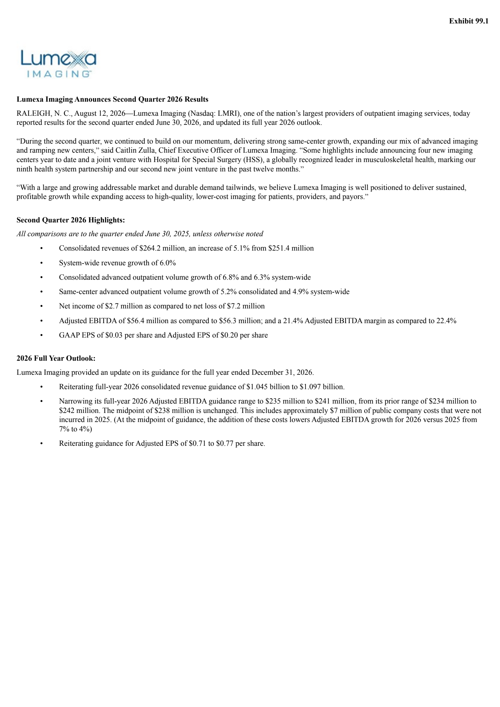 Lumexa Imaging's Q2 2026 Press Release