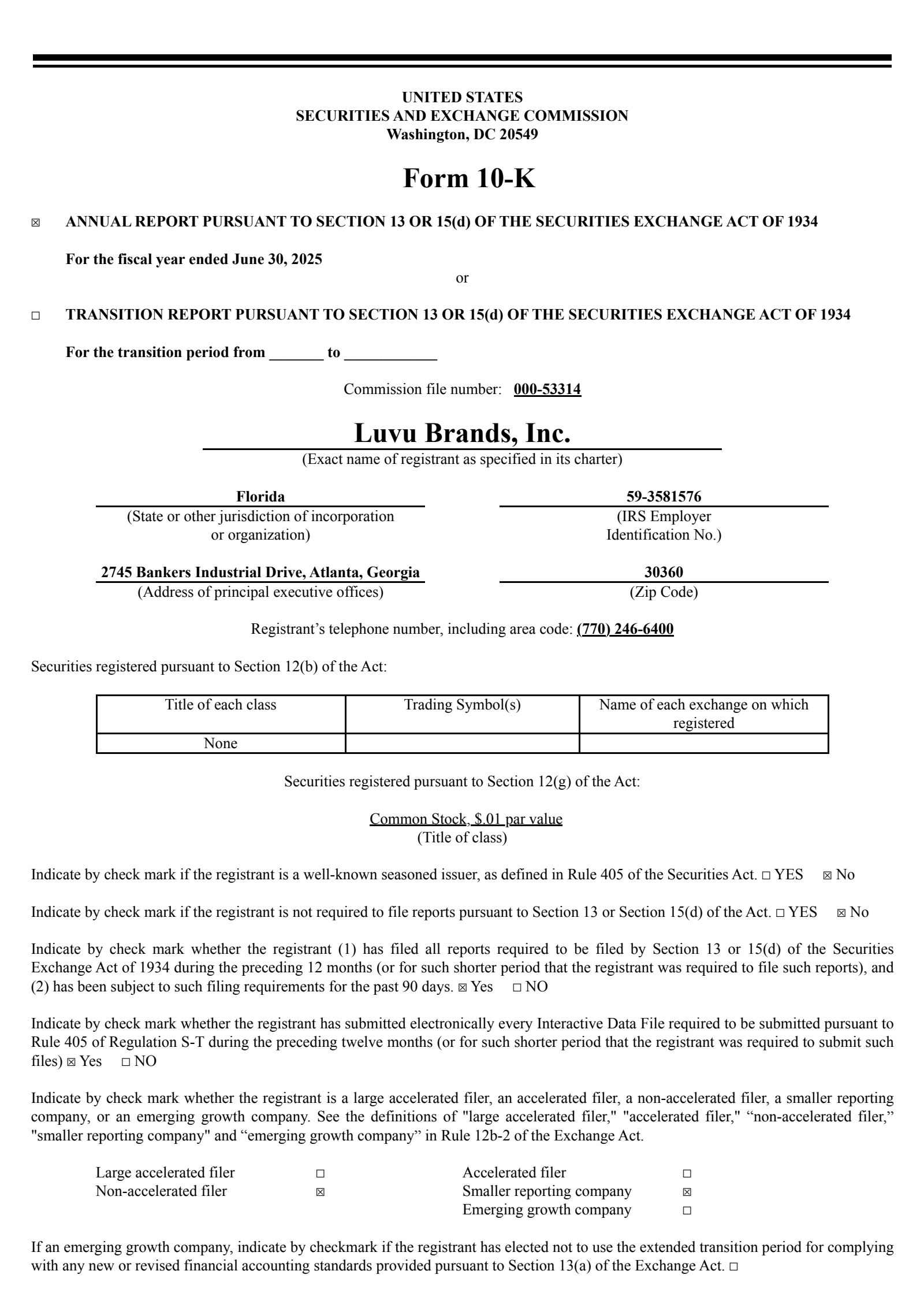 Luvu Brands' Q4 2025 Annual Report