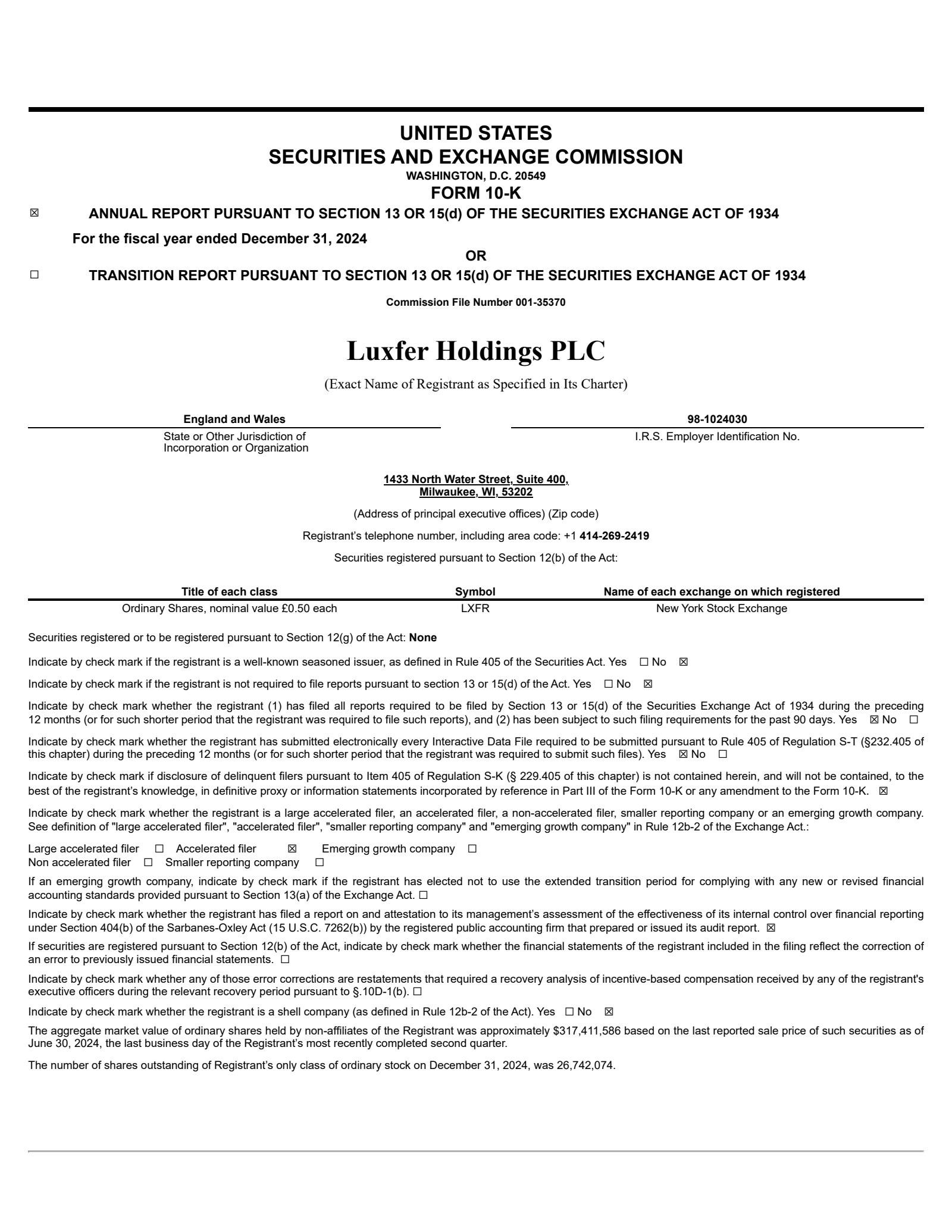 Luxfer's Q4 2024 Annual Report