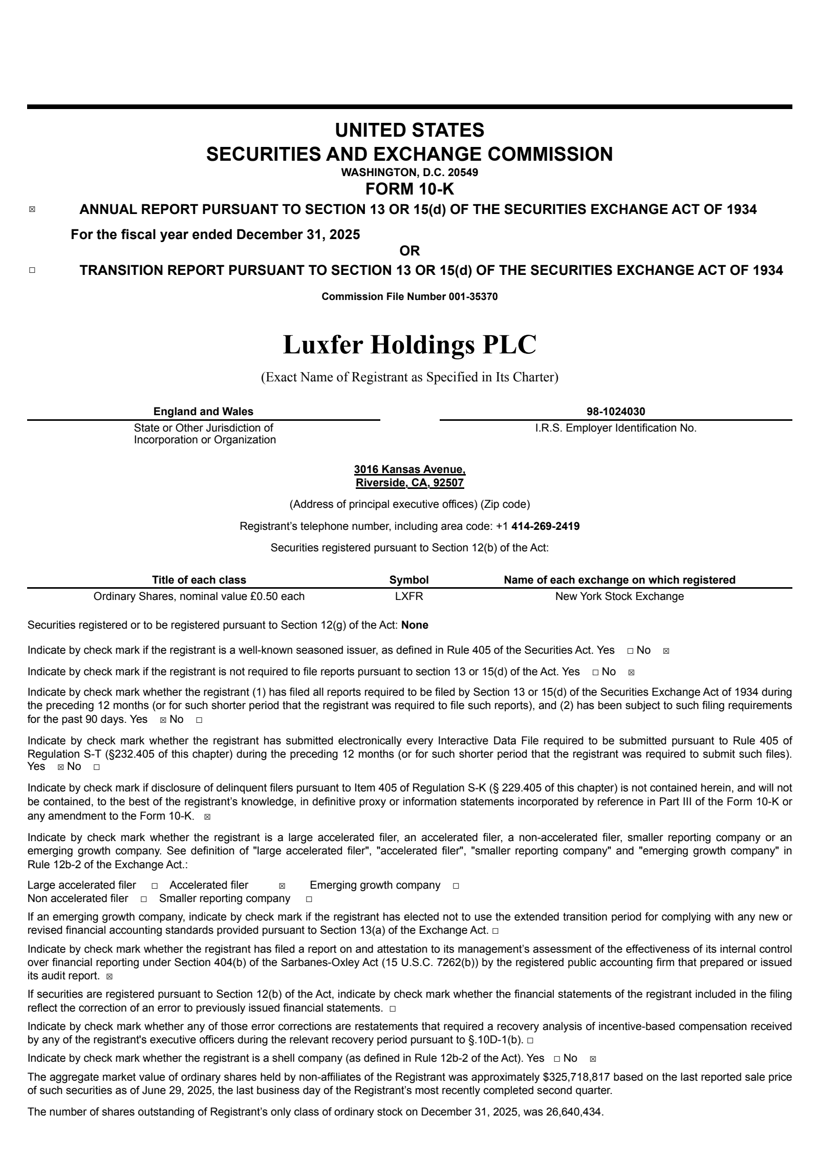 Luxfer's Q4 2025 Annual report
