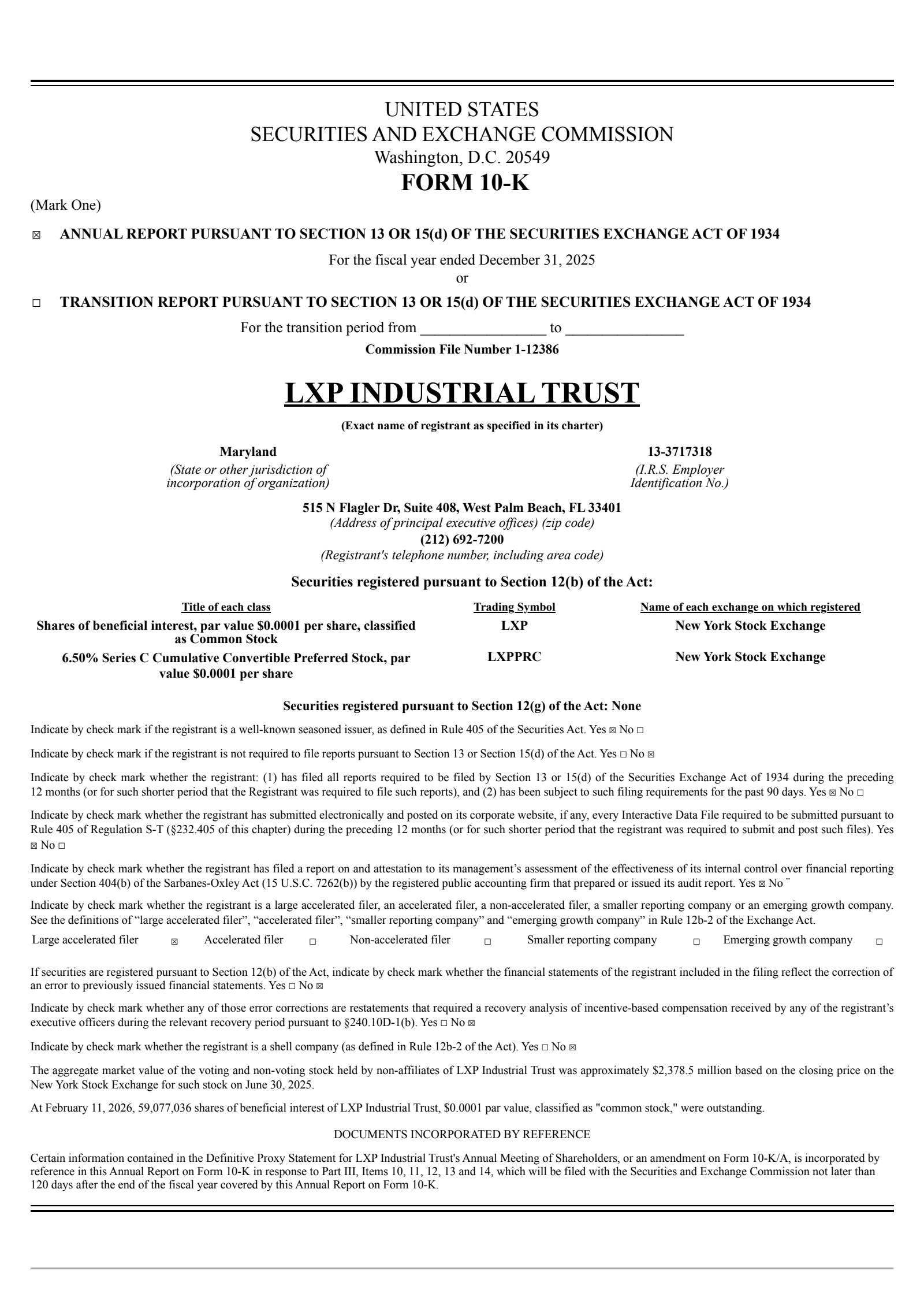 LXP Industrial Trust's Q4 2025 Annual report