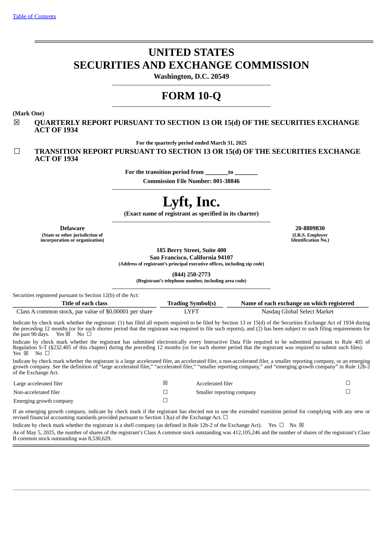 Lyft's Q1 2025 Quarterly report