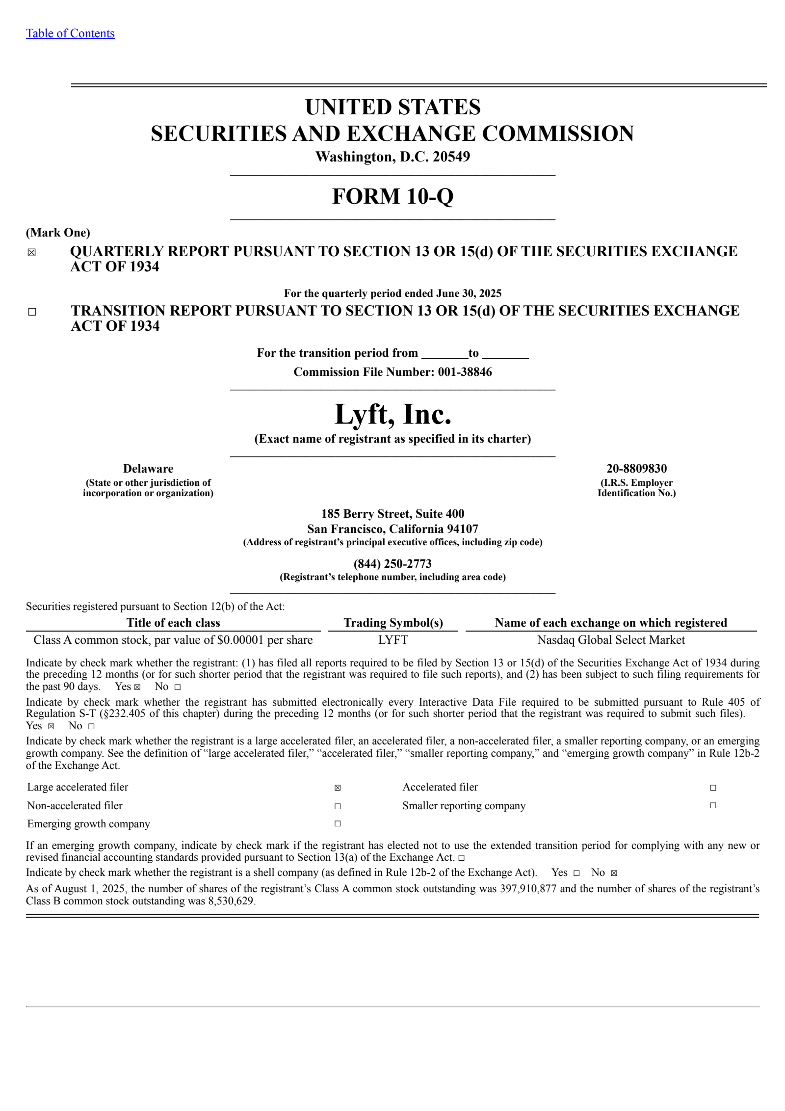 Lyft's Q2 2025 Quarterly report