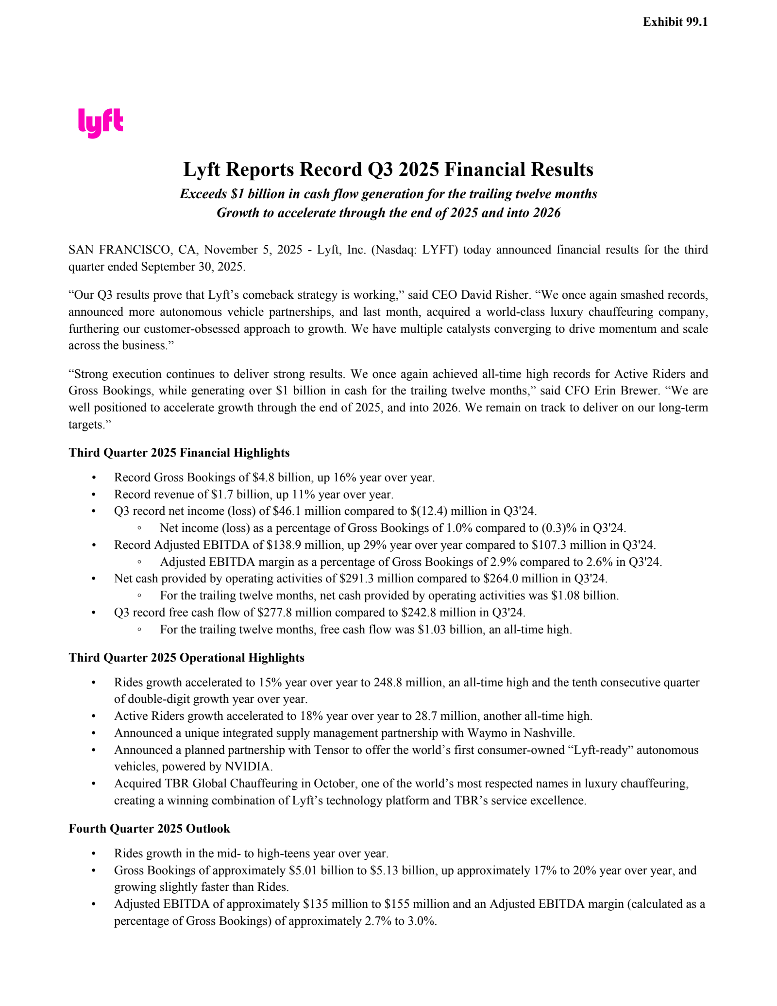 Lyft's Q3 2025 Earnings Release