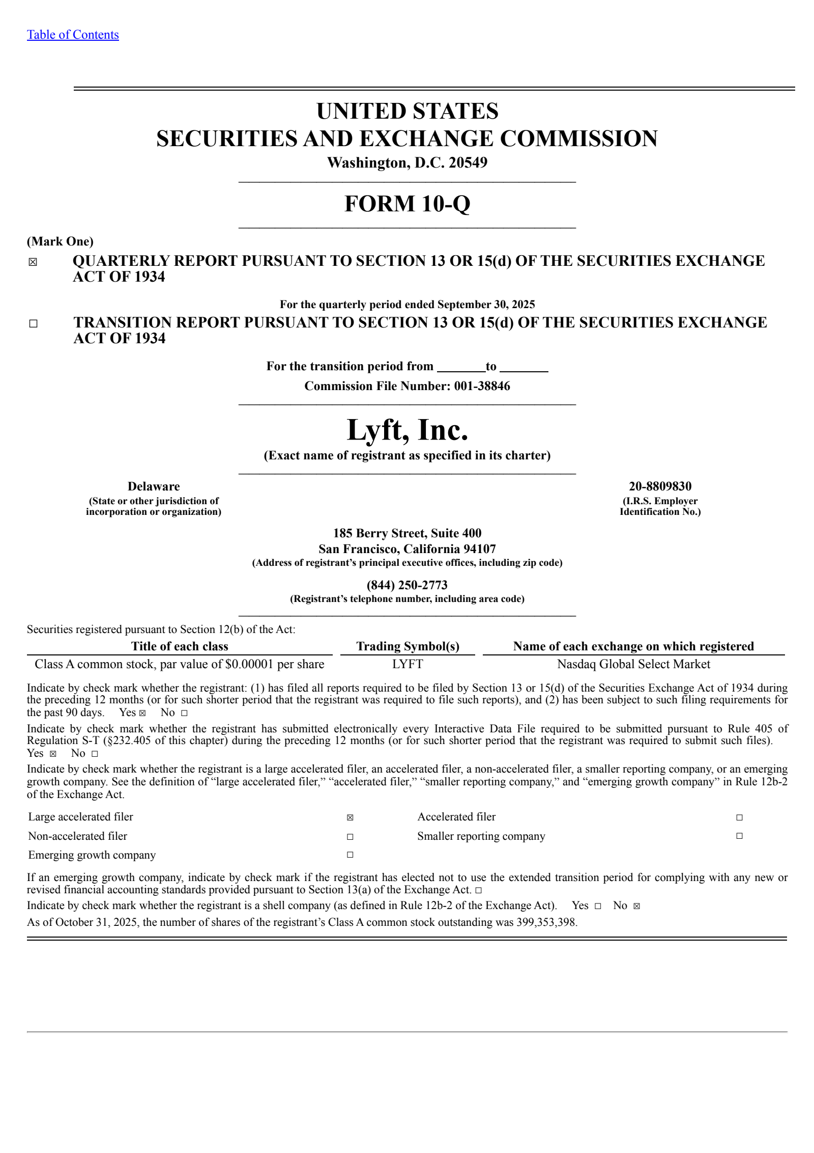 Lyft's Q3 2025 Quarterly Report