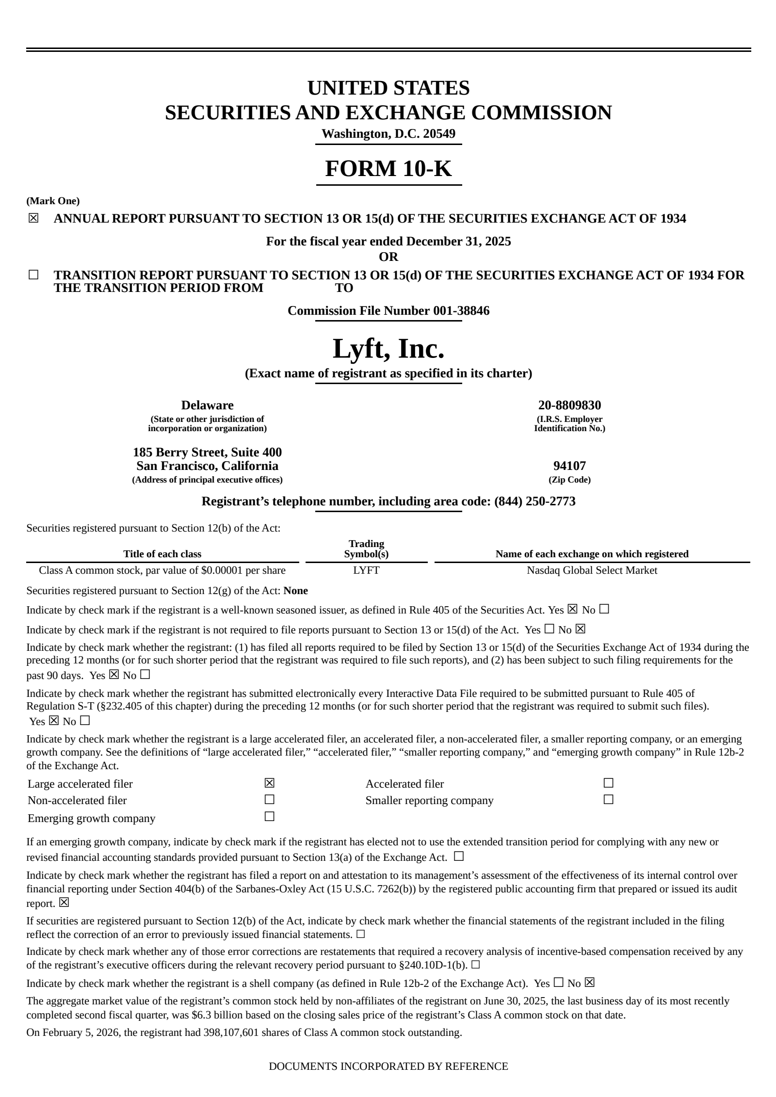 Lyft's Q4 2025 Annual report