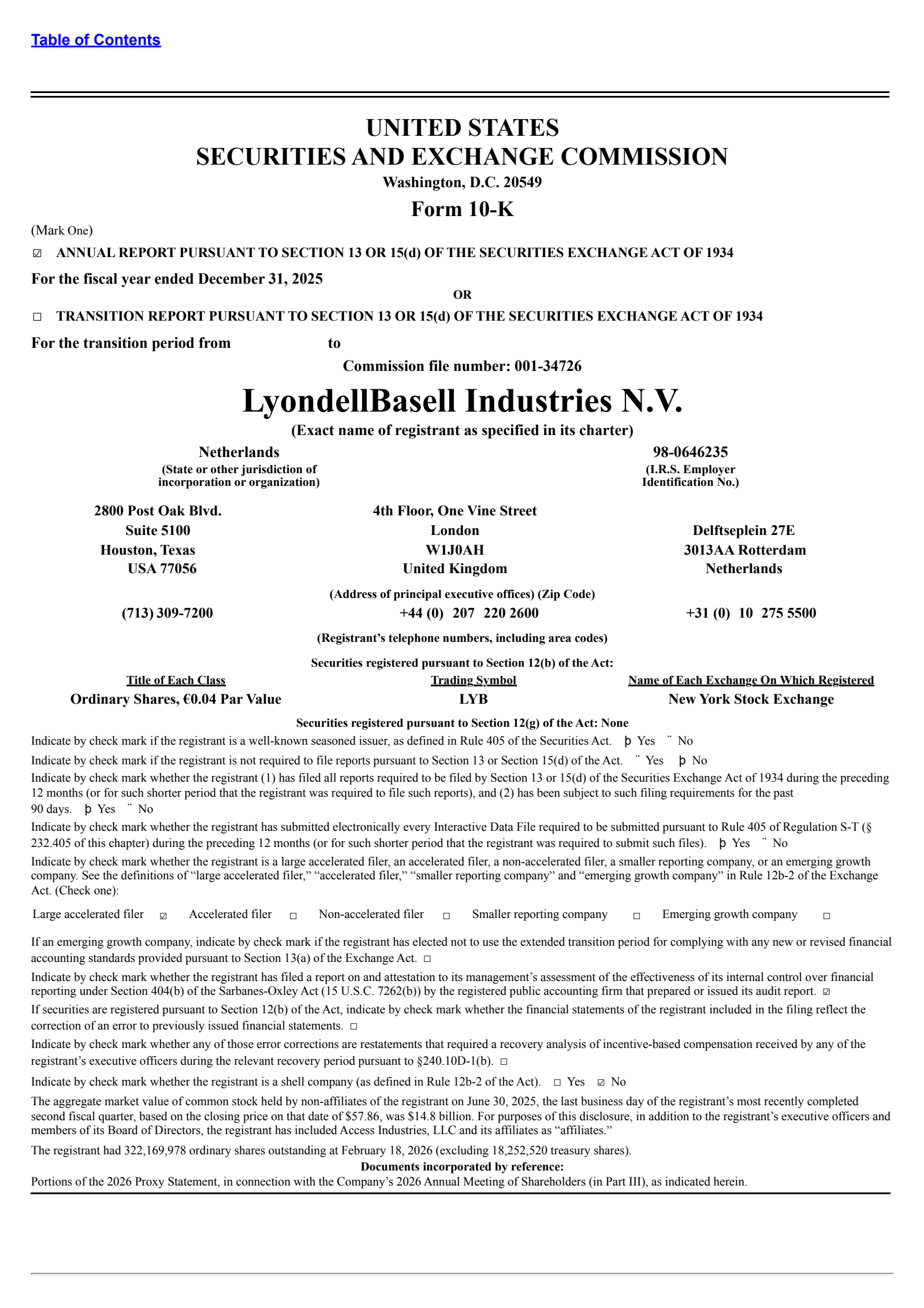 LyondellBasell Industries' Q4 2025 Annual report