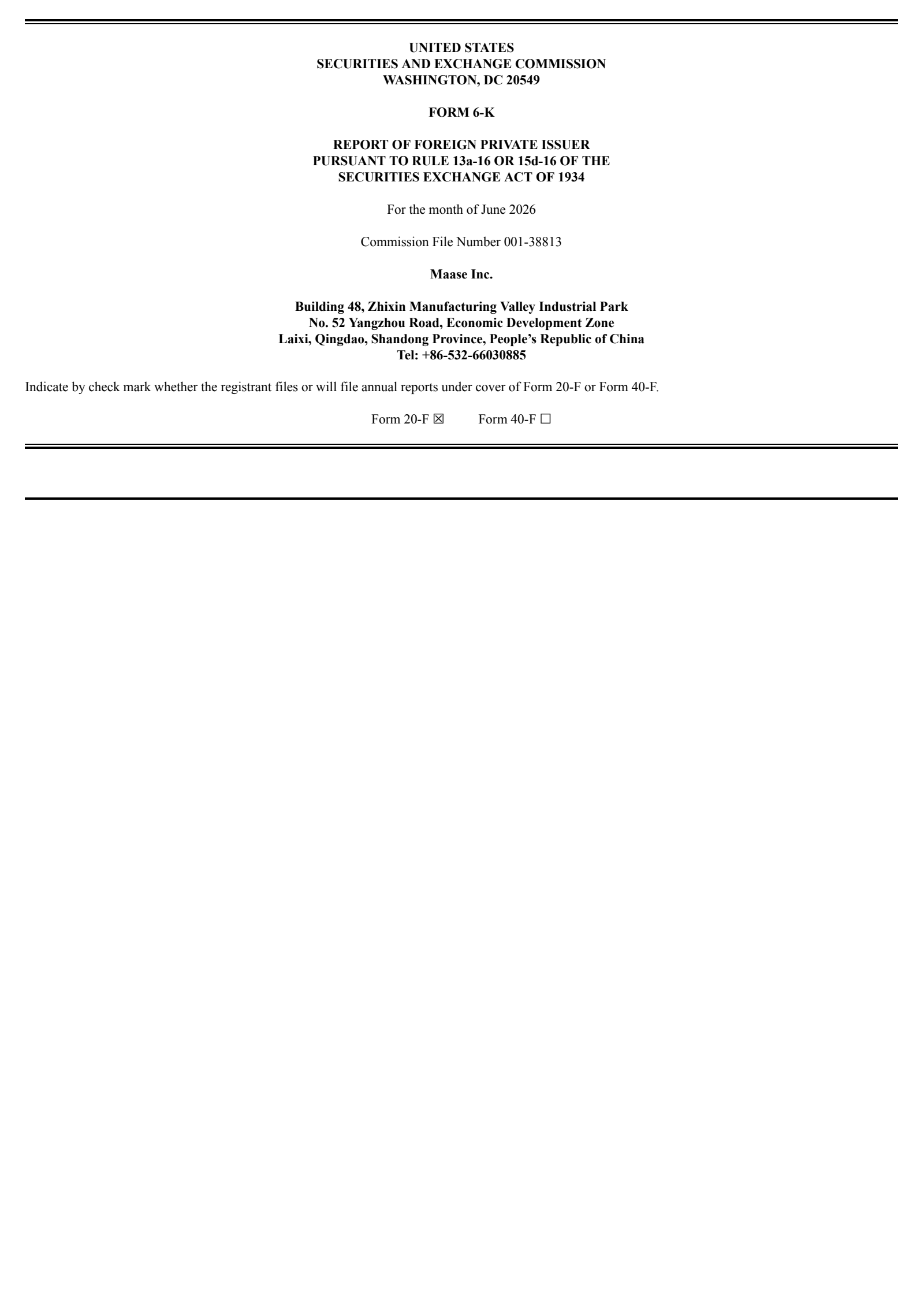 Maase's H1 2026 Press Release