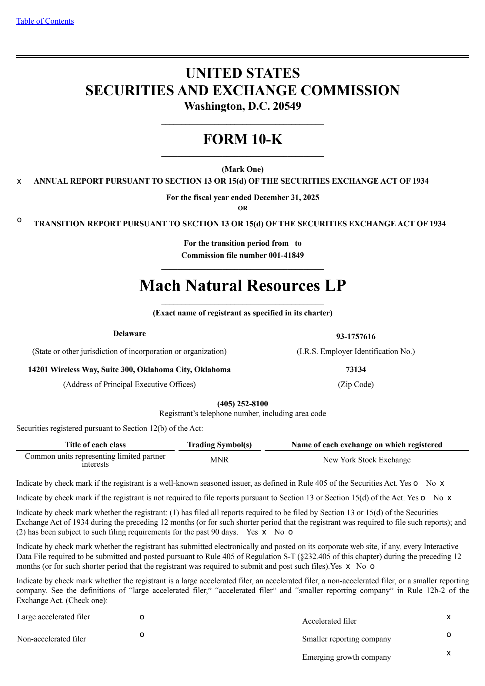 Mach Natural Resources' Q4 2025 Annual report